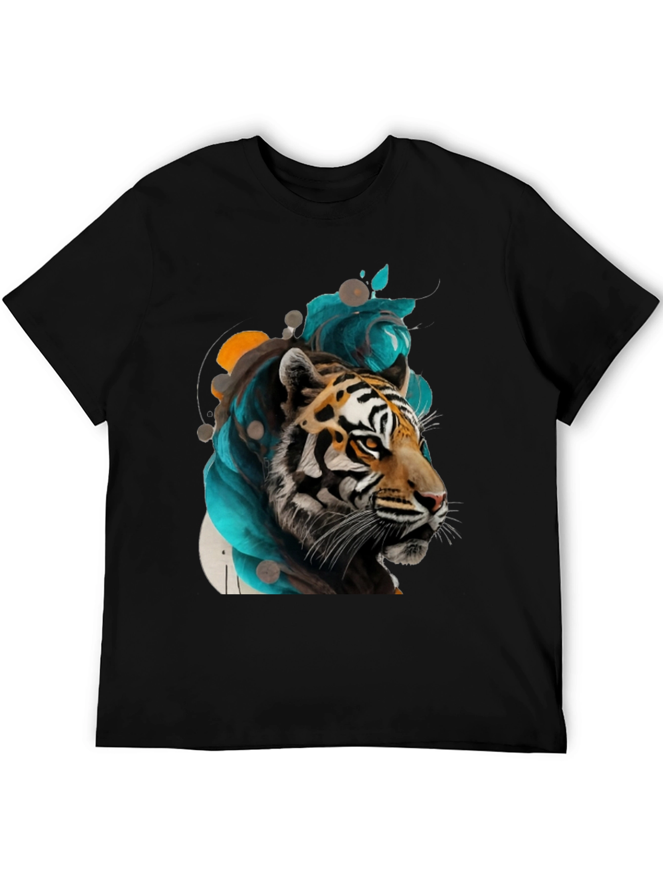 Black Tiger Art Black Tee - Men's Graphic T-Shirt view 5