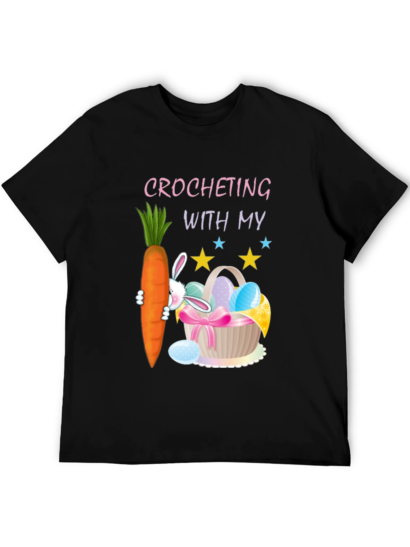 Black Crocheting Easter Bunny Carrot T-Shirt view 5
