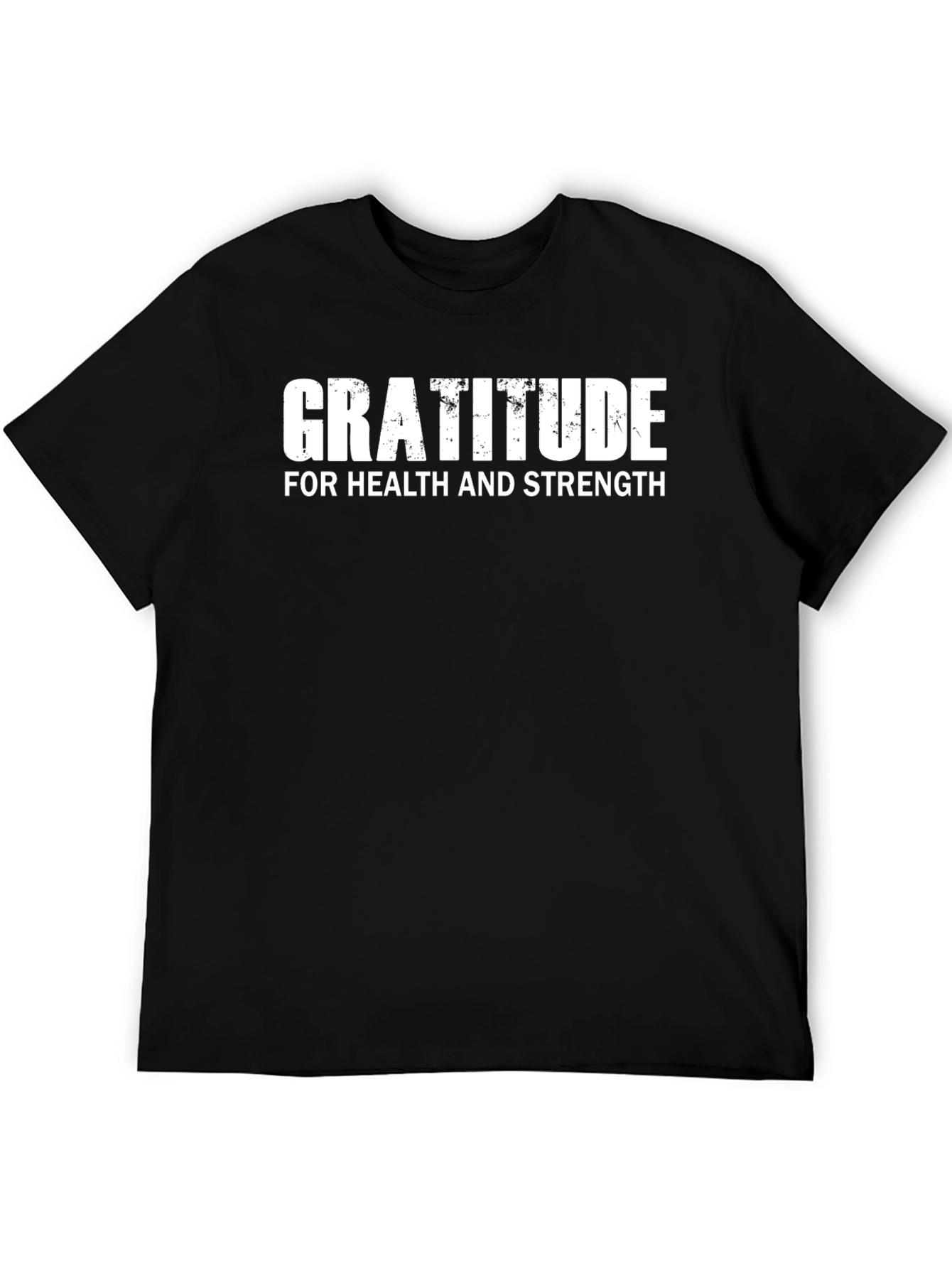 Black Gratitude Health Strength T-Shirt Black view 5