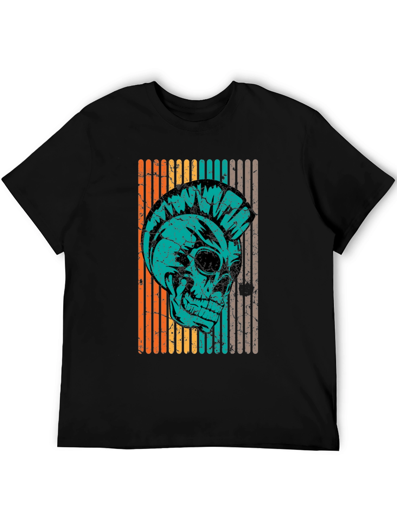 Black Retro Punk Skull T-Shirt - Vintage Style view 5