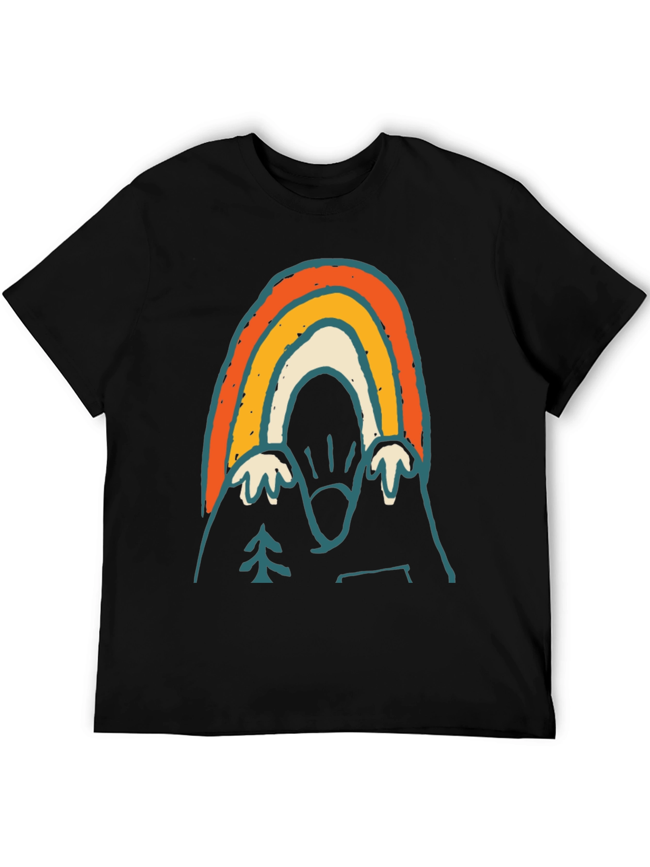Black Retro Mountain Rainbow Graphic Tee - Black view 5