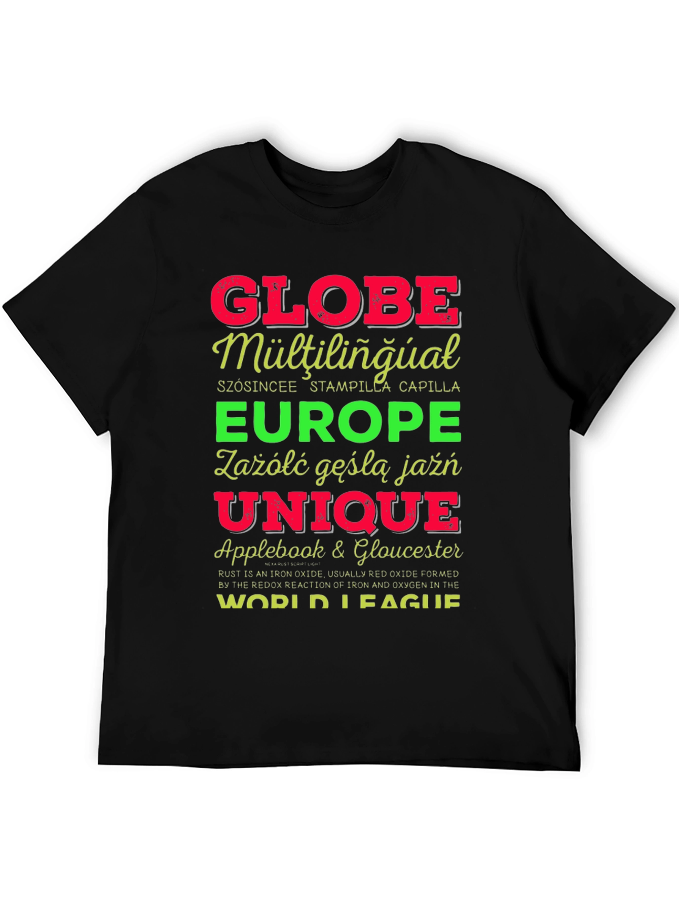 Black Globe Multilingual Graphic T-Shirt view 5
