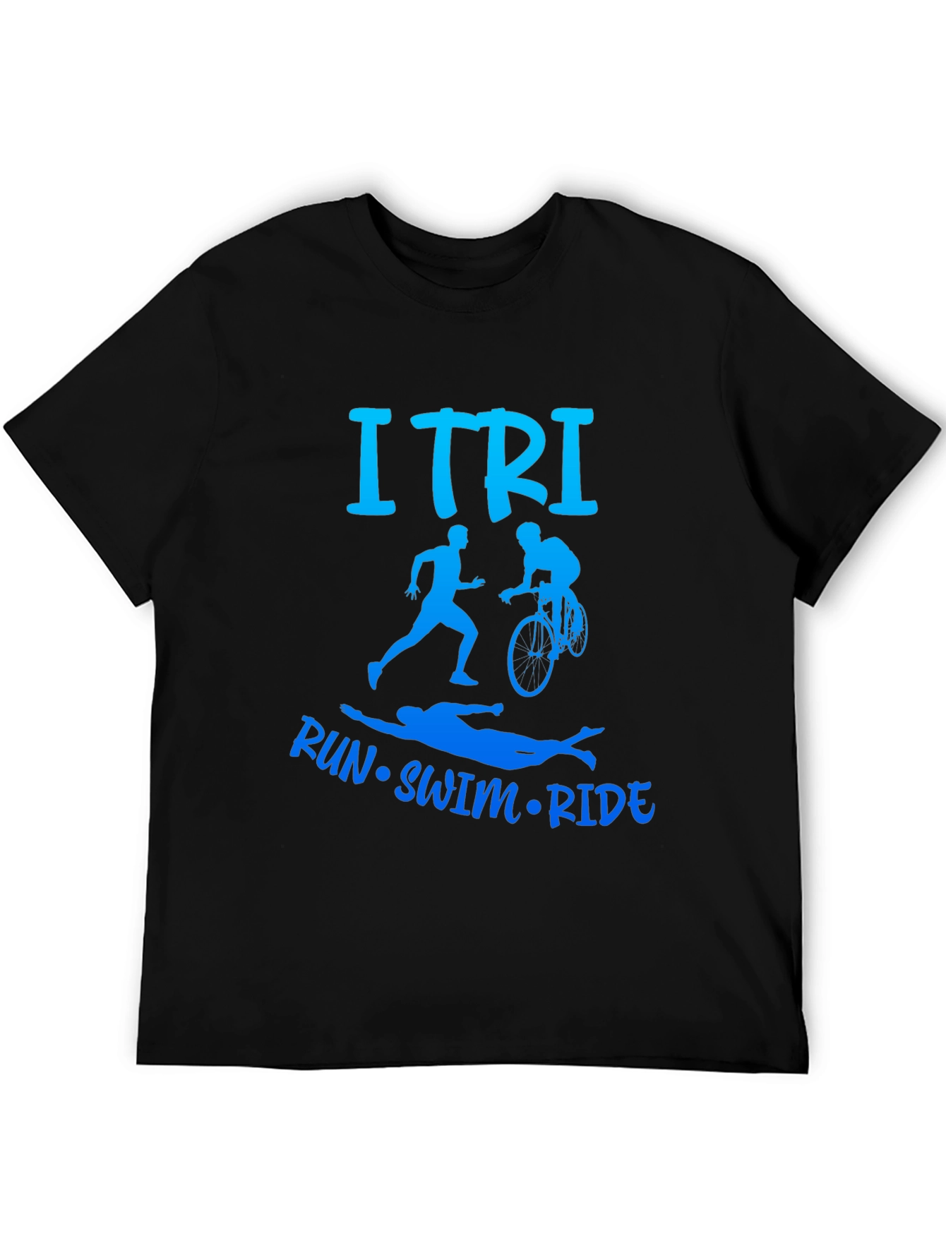 Black ITRI Run Swim Ride Triathlon T-Shirt view 5