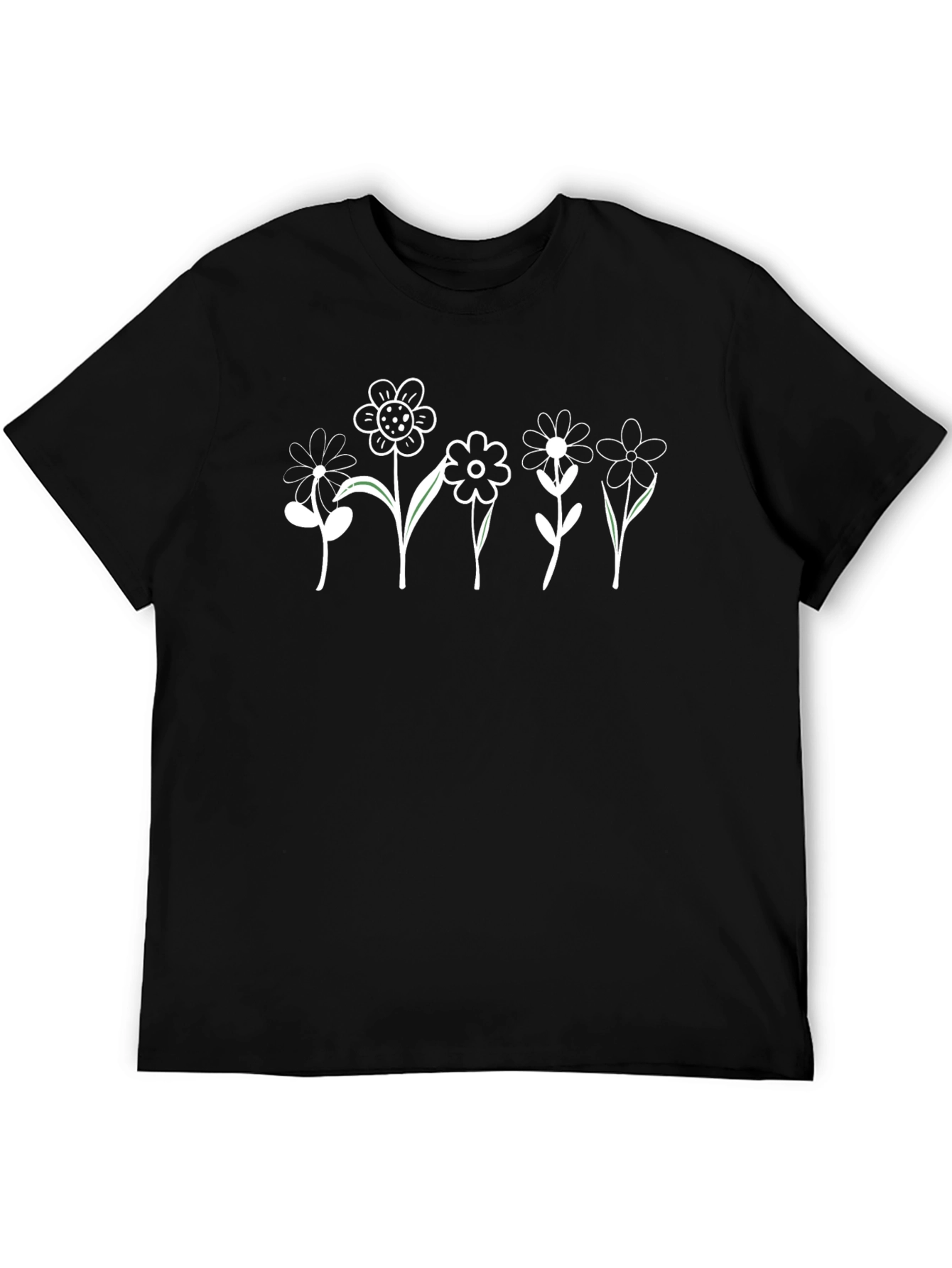 Black Floral Graphic Tee - Black Cotton T-Shirt view 5