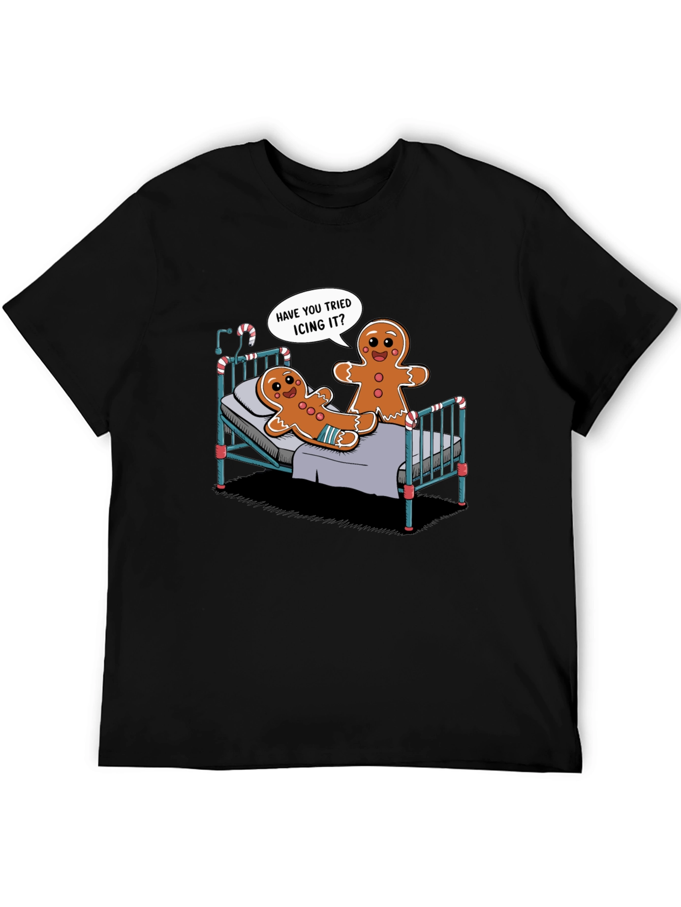Black Funny Gingerbread Icing T-Shirt view 5