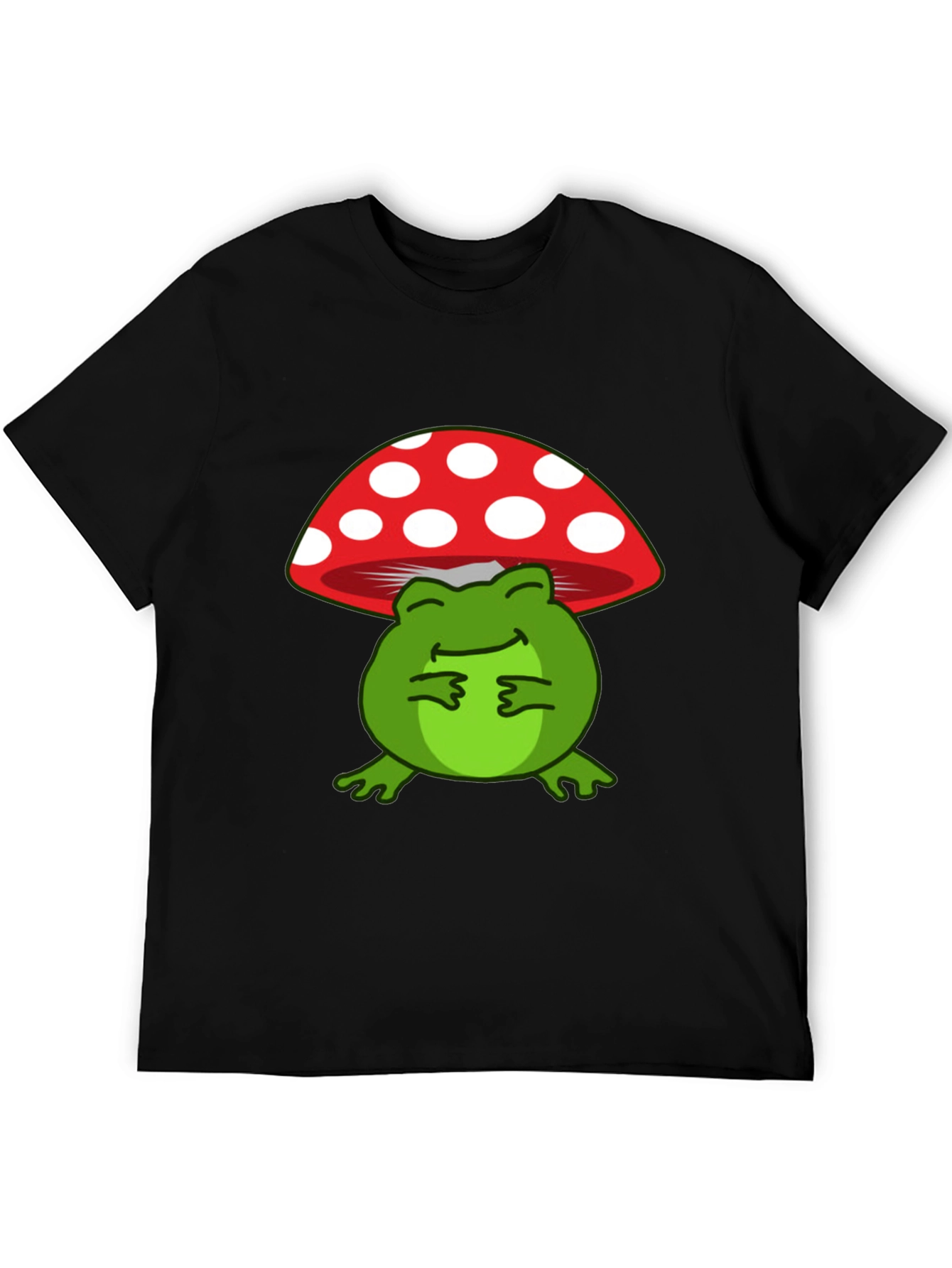 Black Frog on Mushroom Graphic T-Shirt view 5
