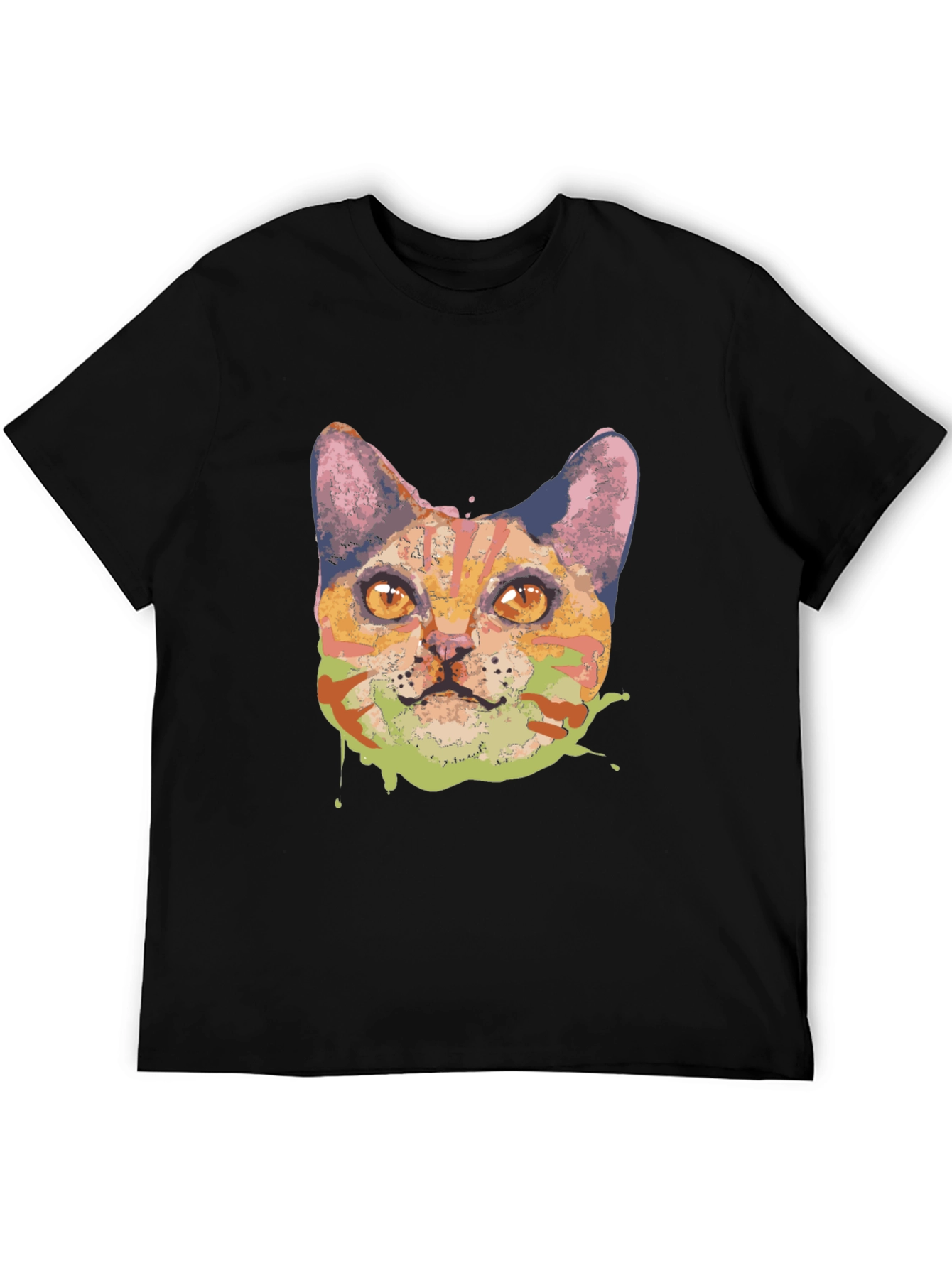 Black Abstract Cat Graphic Tee - Black view 5