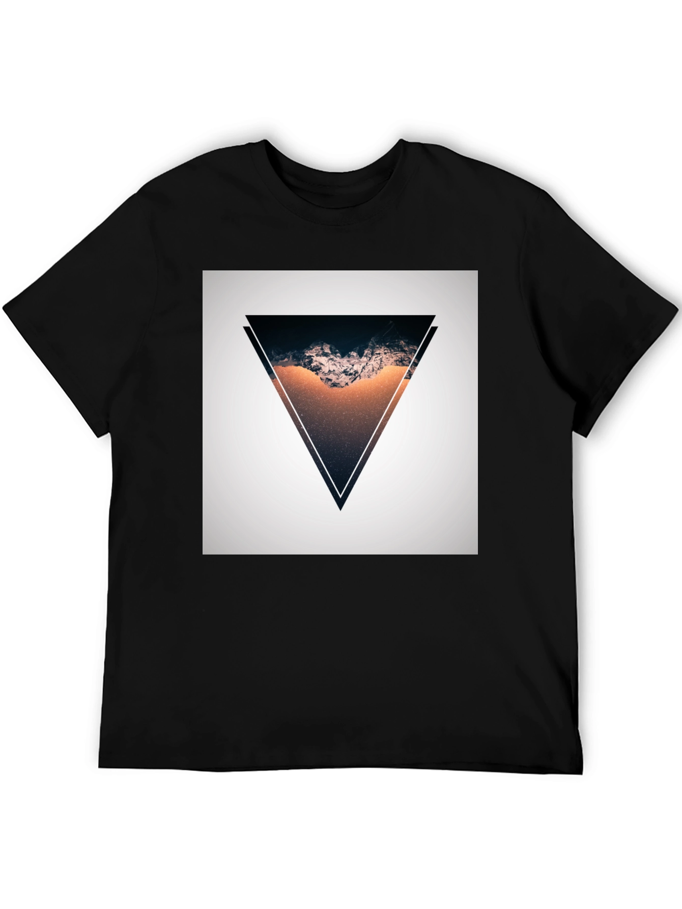 Black Geometric Triangle Graphic T-Shirt - Modern Design view 5