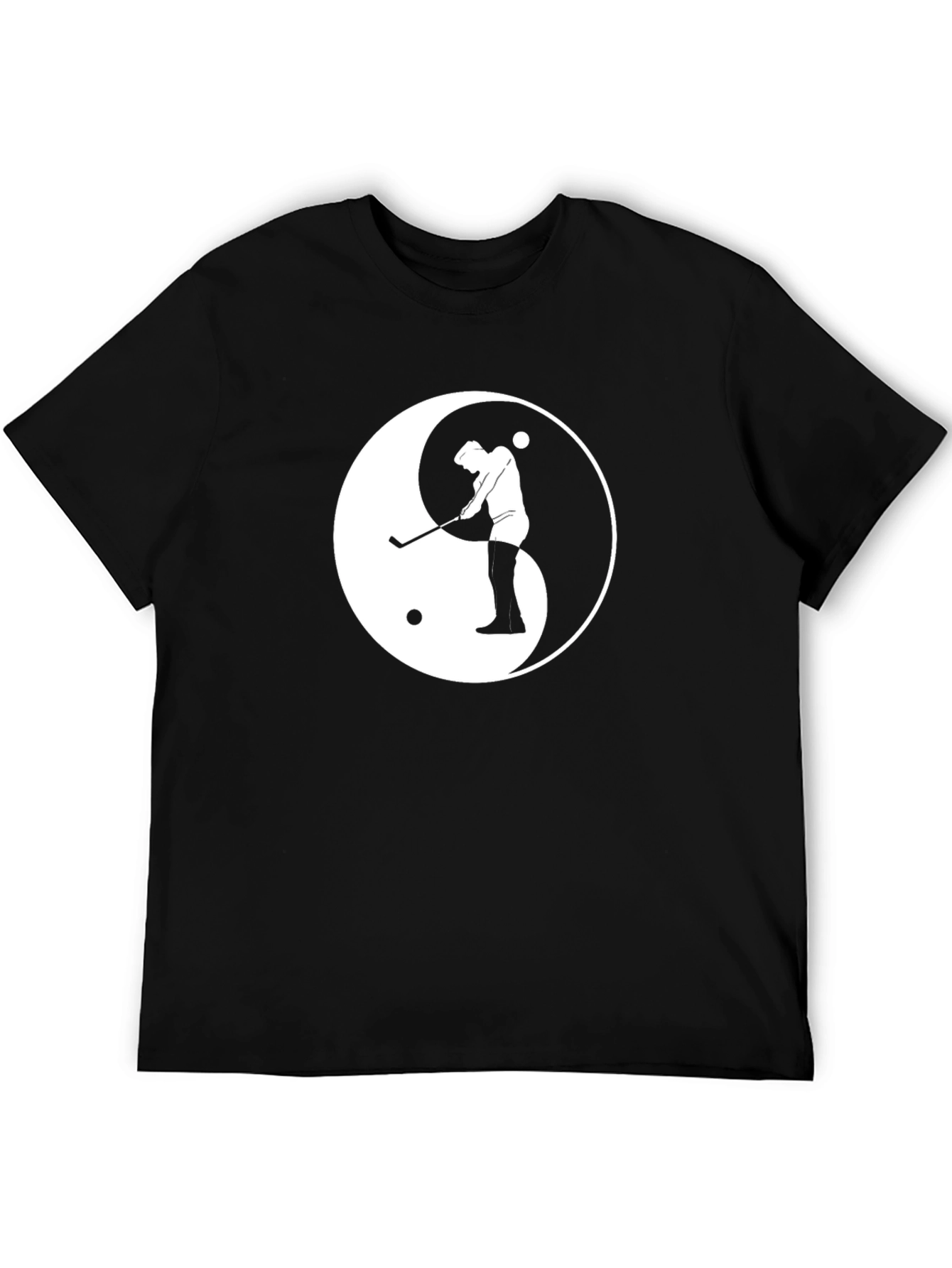 Black Yin Yang Golf T-Shirt - Classic Black Tee view 5