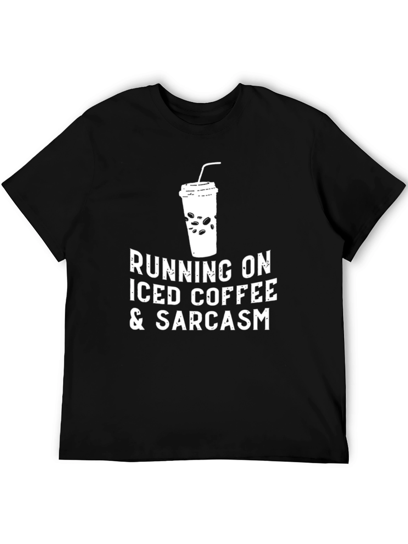 Black Running on Iced Coffee & Sarcasm Graphic Tee view 5