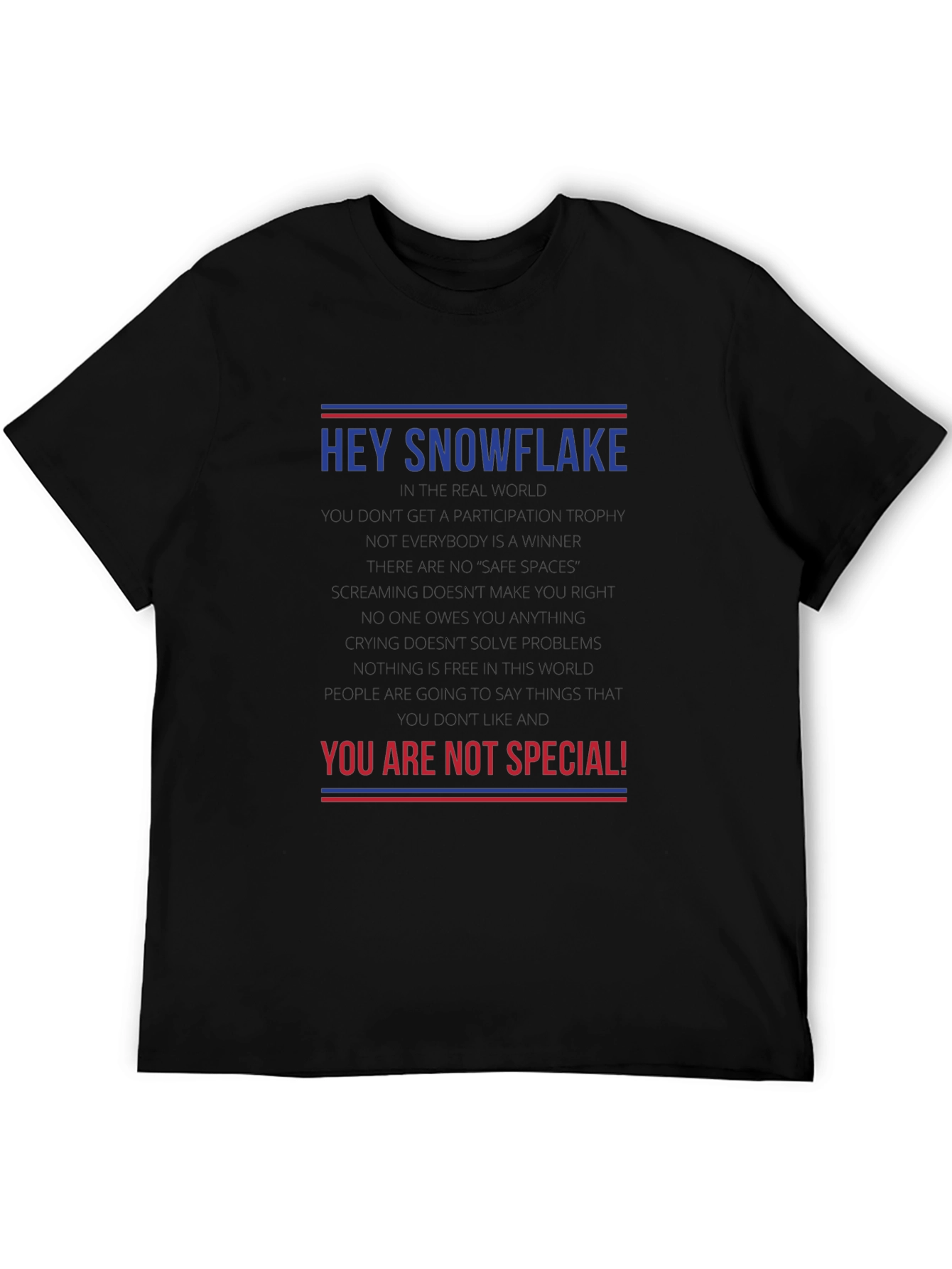 Black Hey Snowflake Tee - Unisex Adult Humor T-Shirt view 5