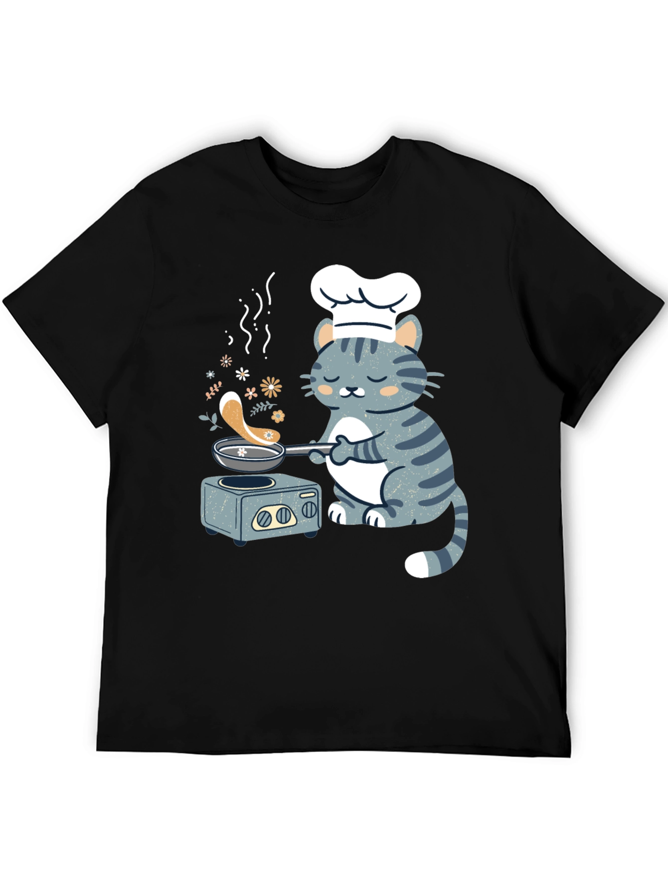 Black Chef Cat T-Shirt - Funny Cooking Kitten Tee view 5