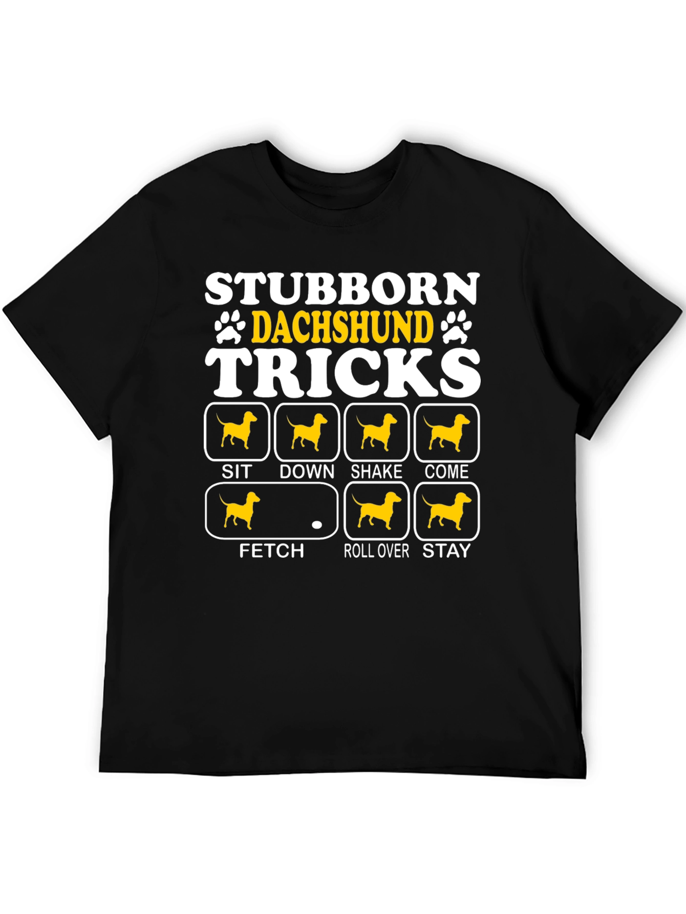 Black Stubborn Dachshund Tricks Graphic T-Shirt view 5