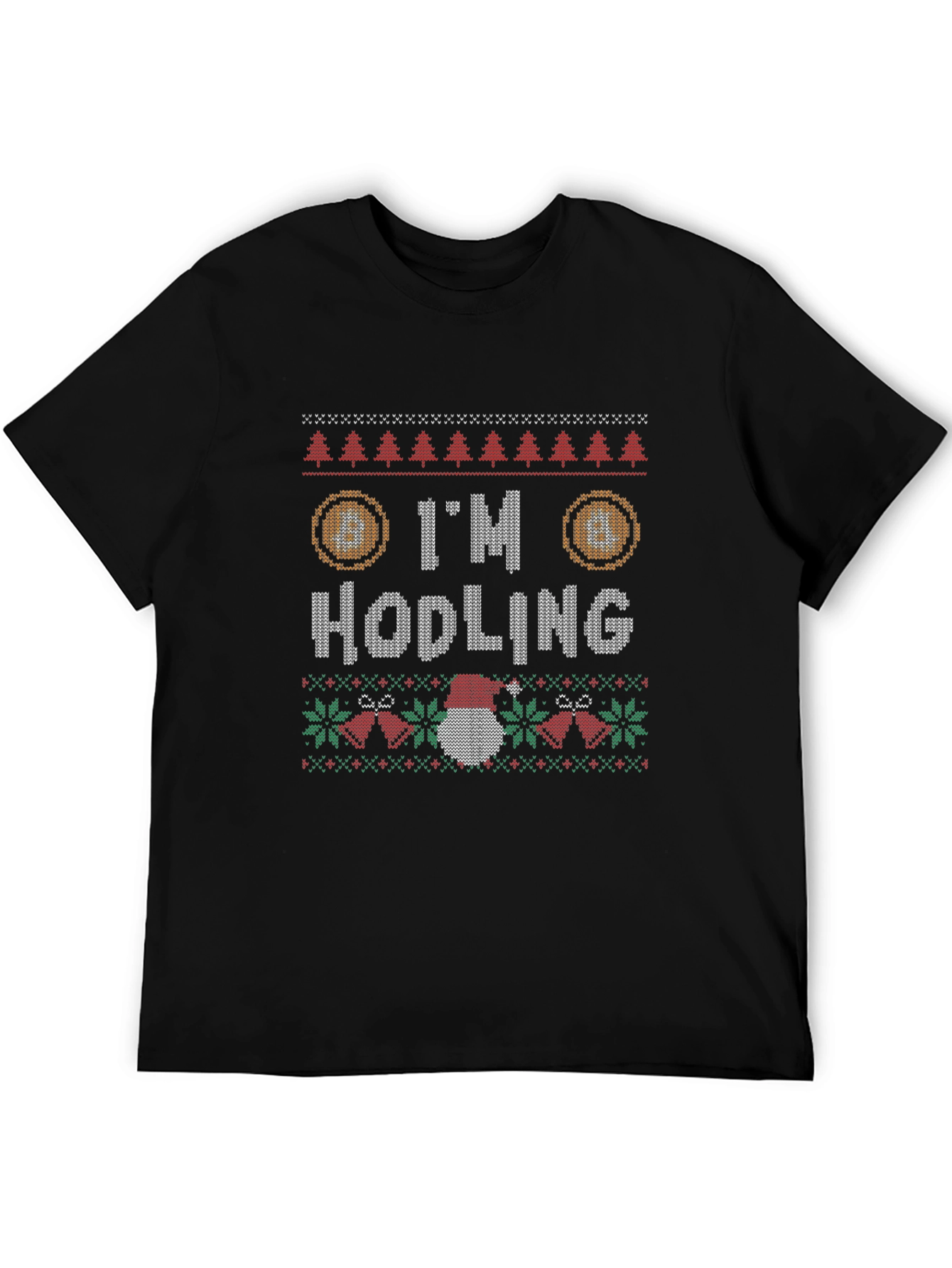 Black I'm Hodling Christmas Sweater Style T-Shirt view 5