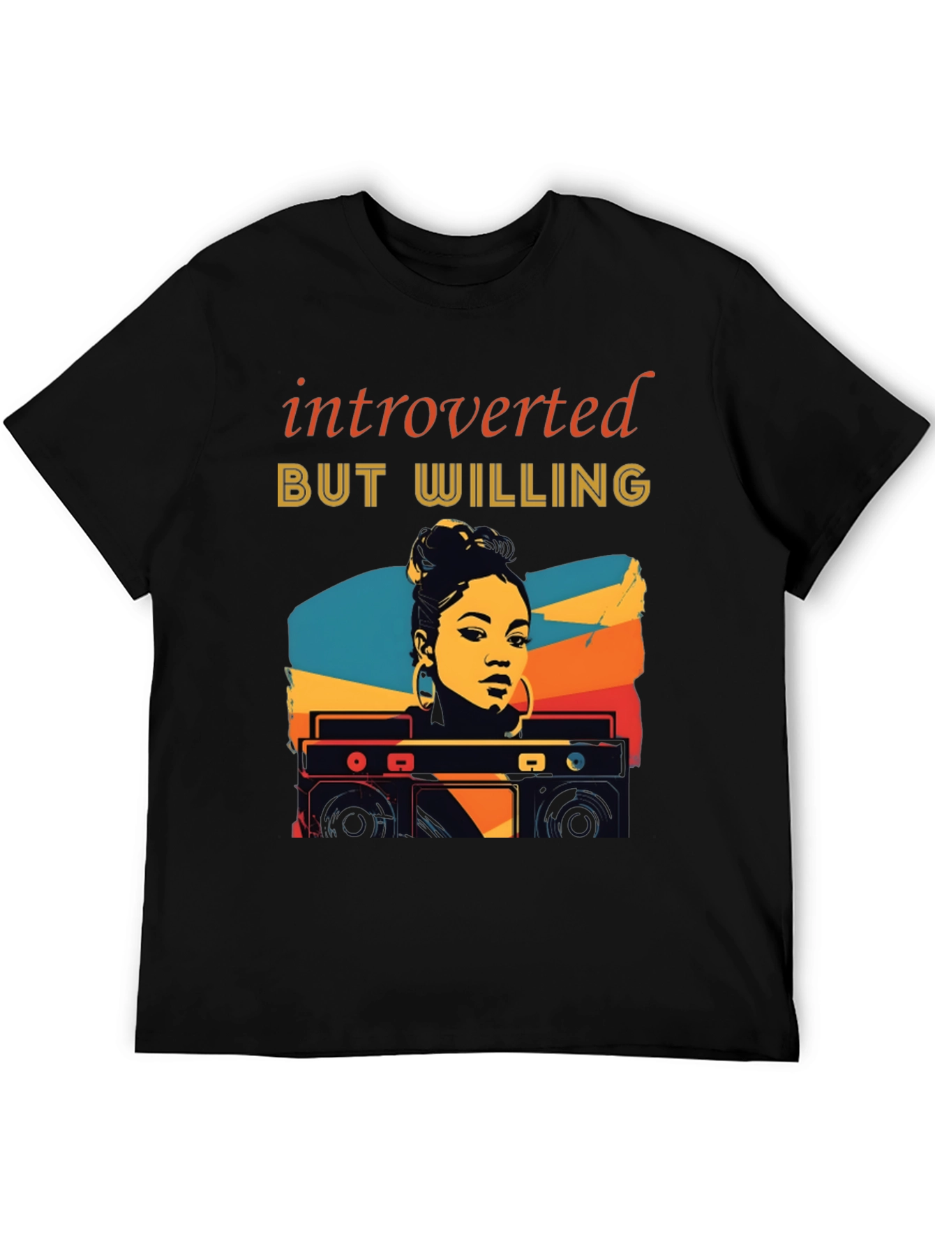 Black Introverted But Willing Graphic T-Shirt view 5