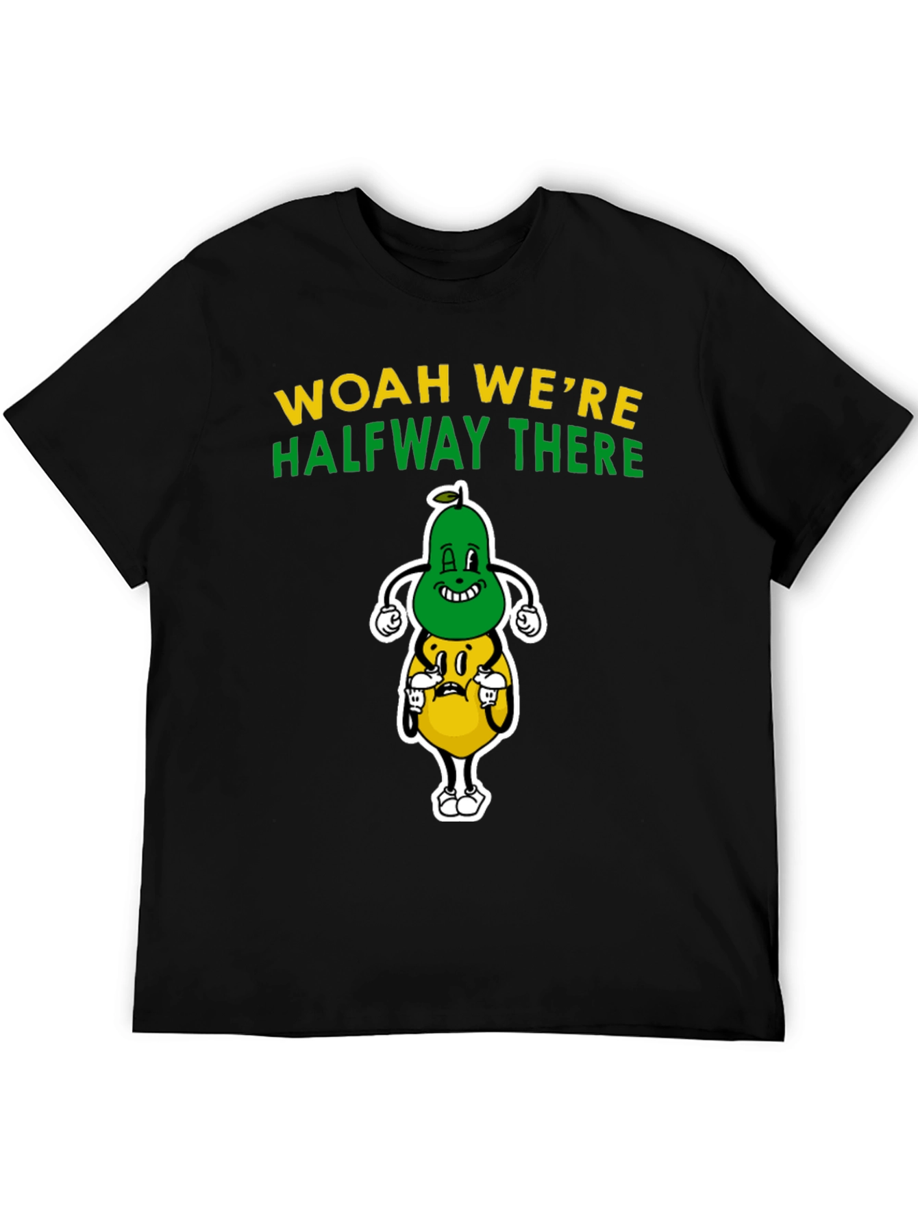 Black Woah We're Halveway There Cartoon Graphic T-Shirt view 5
