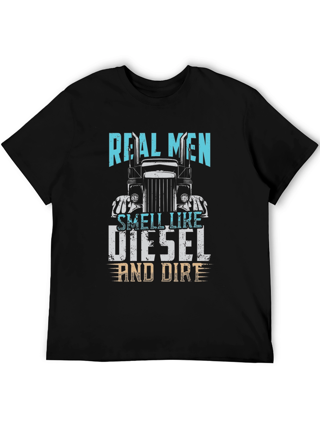 Black Real Men Diesel and Dirt Trucker T-Shirt view 5