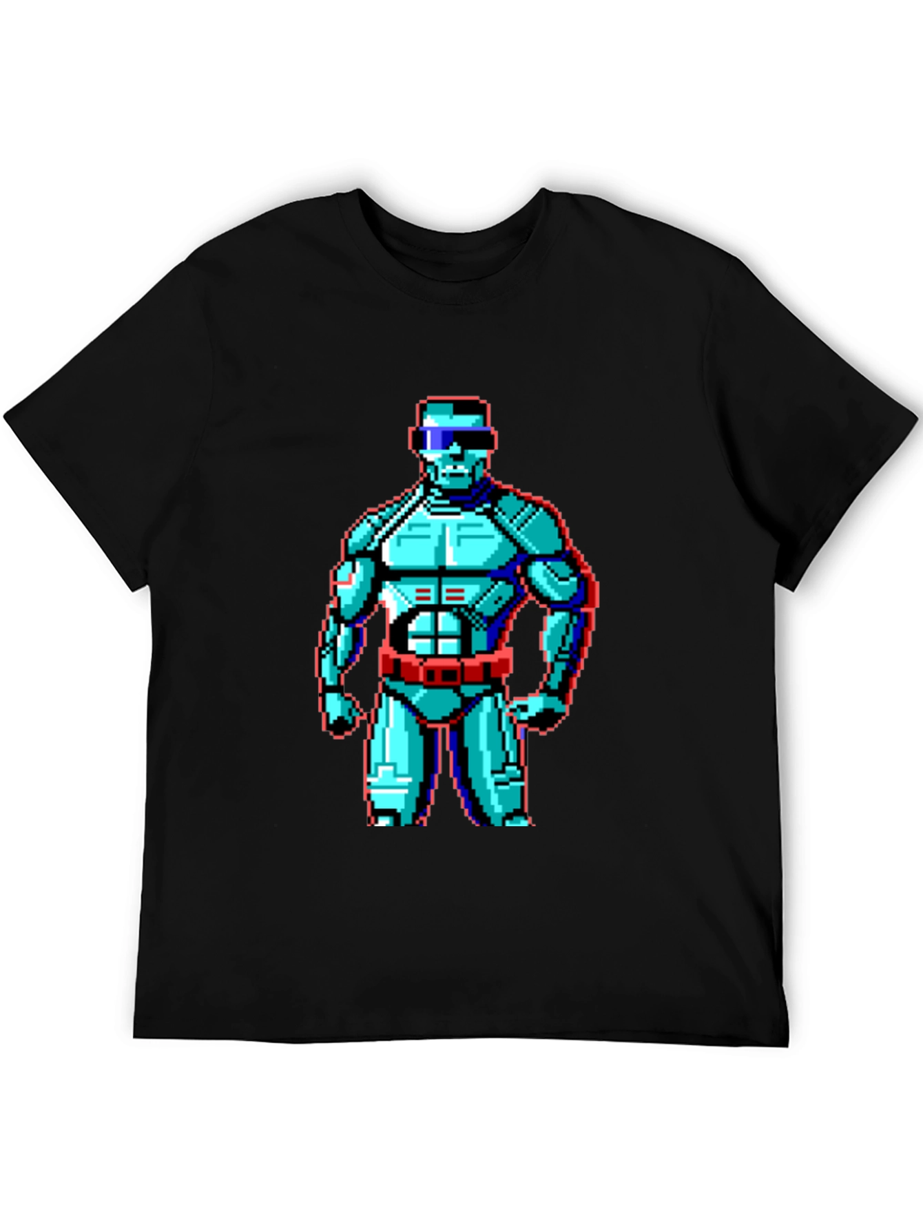 Black Retro Pixel Robot Graphic T-Shirt - Black view 5