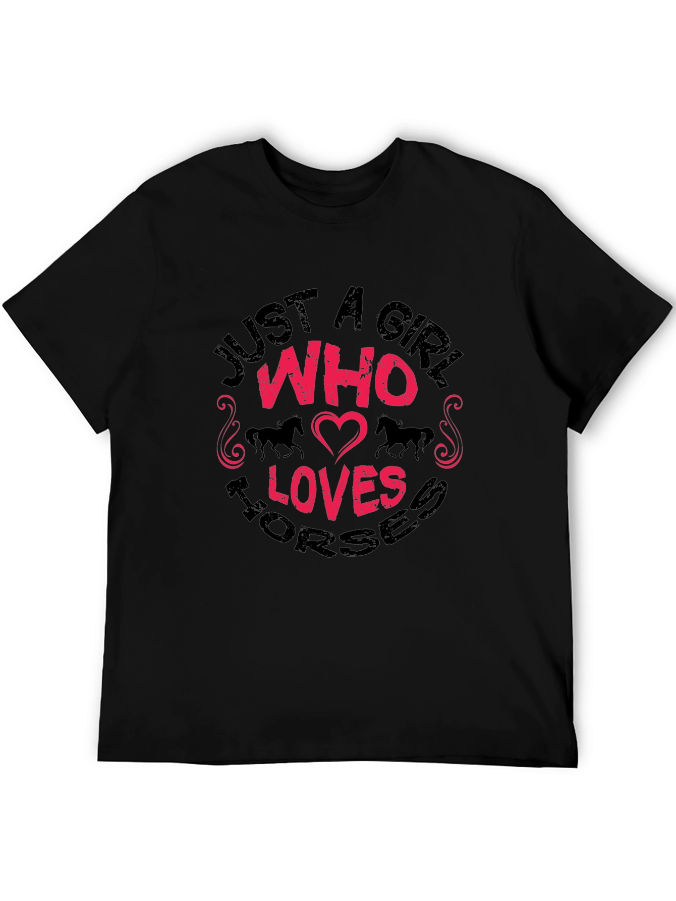 Black Just A Girl Who Loves Horses Graphic T-Shirt view 5
