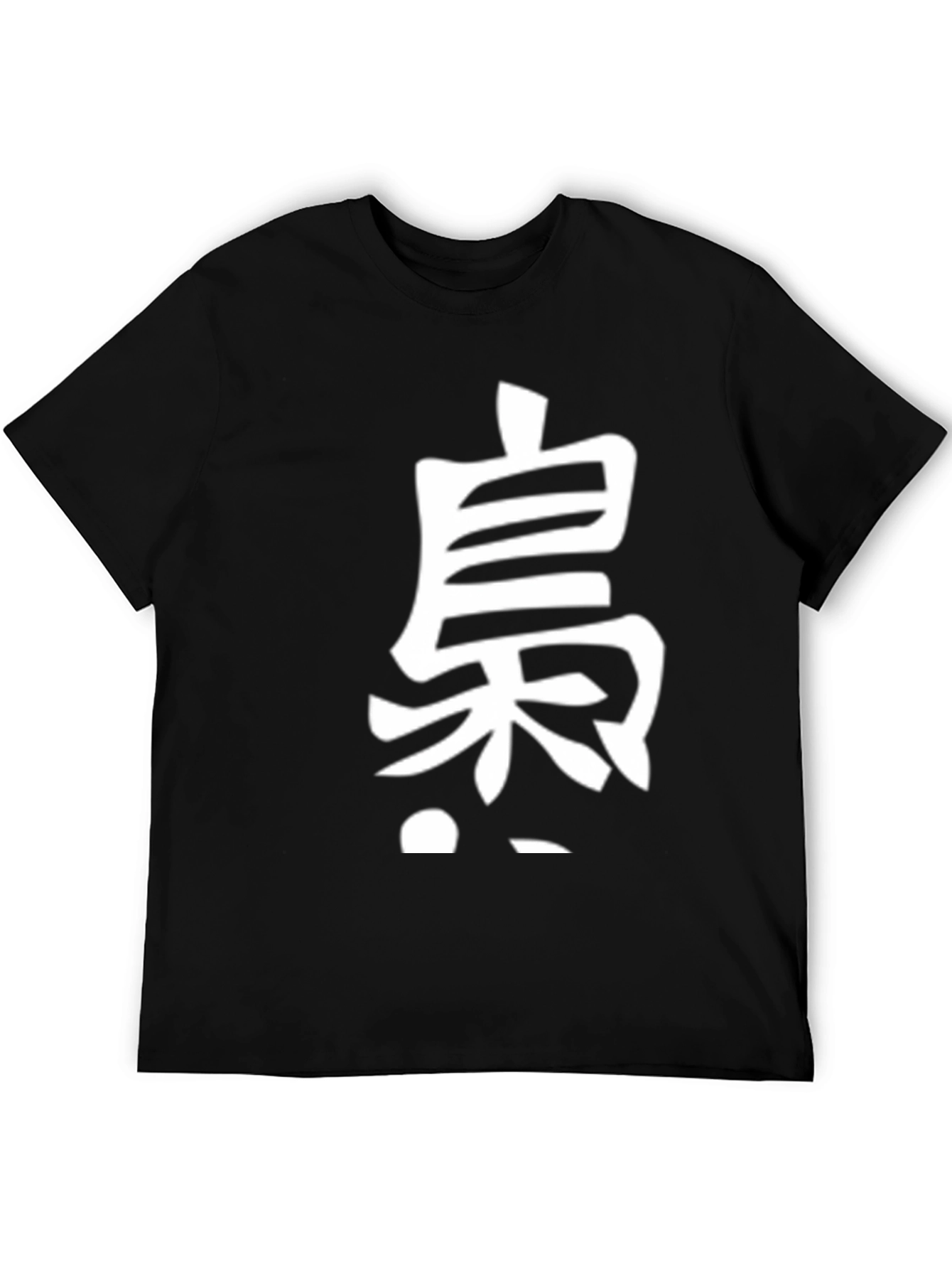 Black Black T-Shirt with White Oriental Character Print view 5