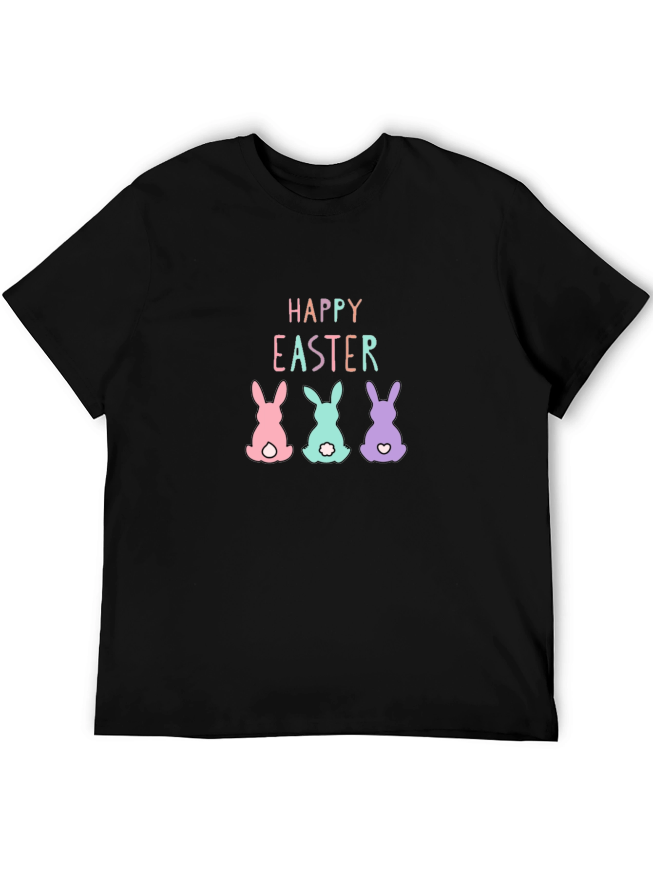 Black Happy Easter Bunny T-Shirt - Cute Holiday Tee view 5