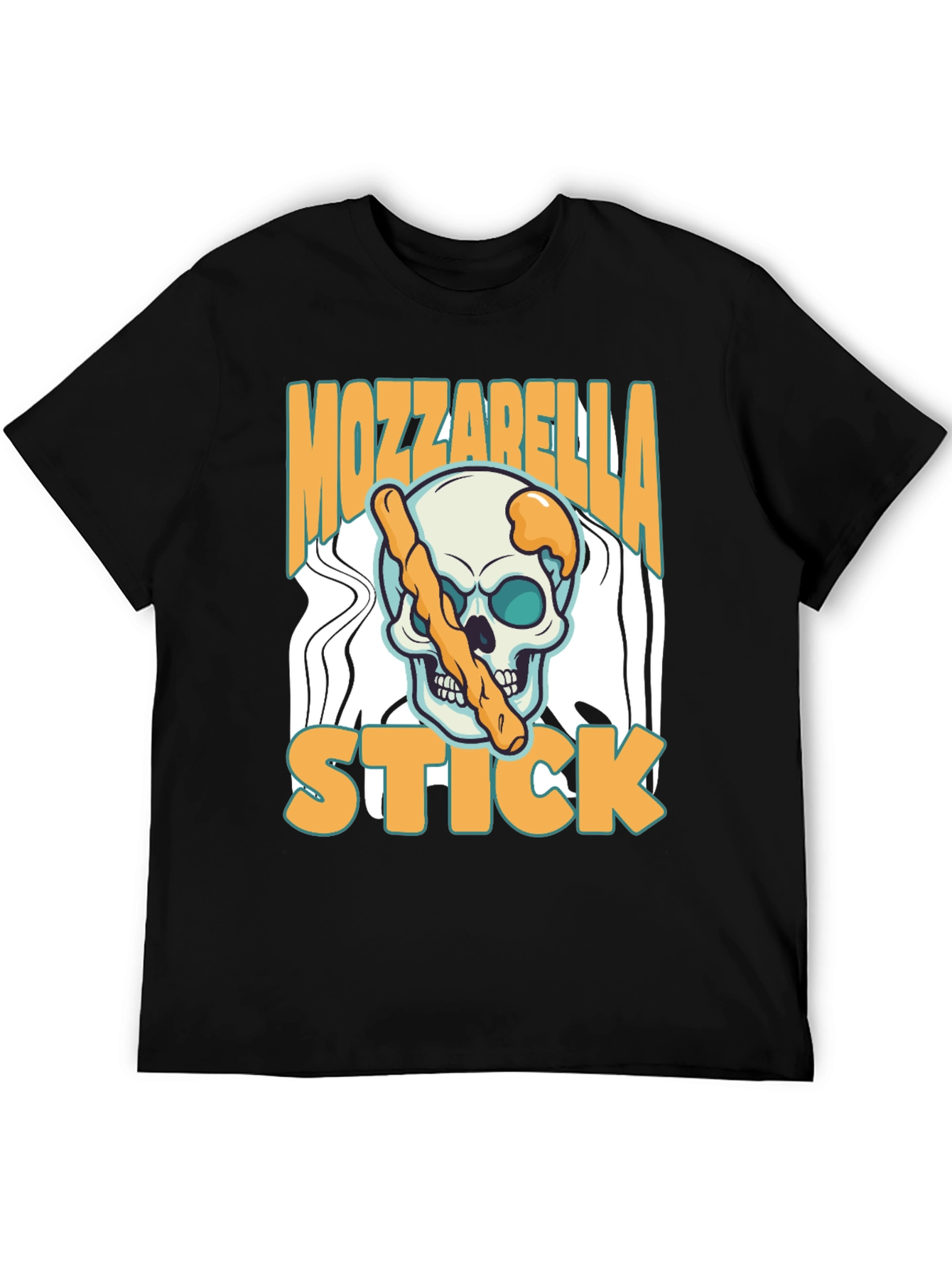 Black Mozzarella Stick Skull Graphic Tee view 5