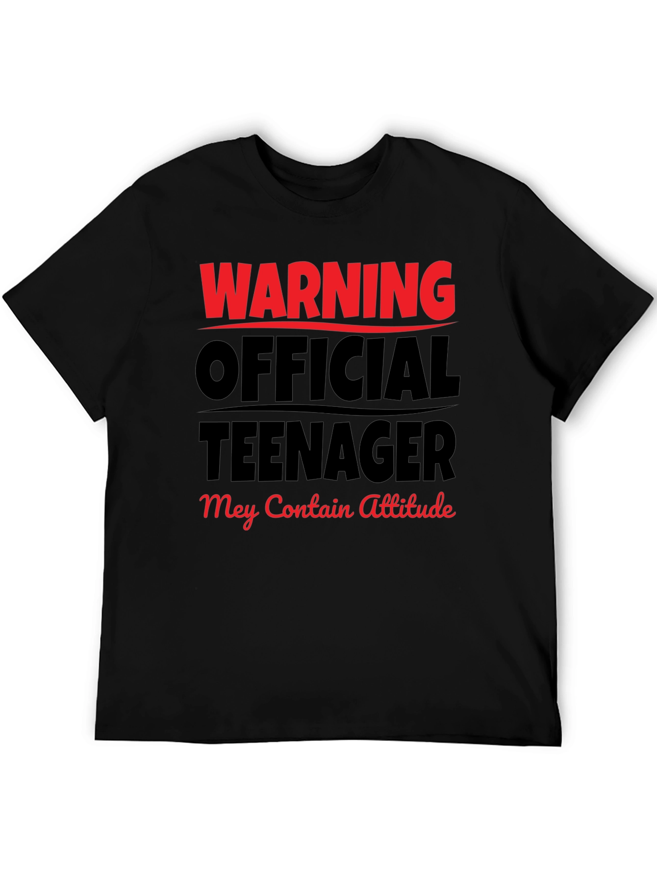 Black Warning Official Teenager T-Shirt - Attitude Included! view 5