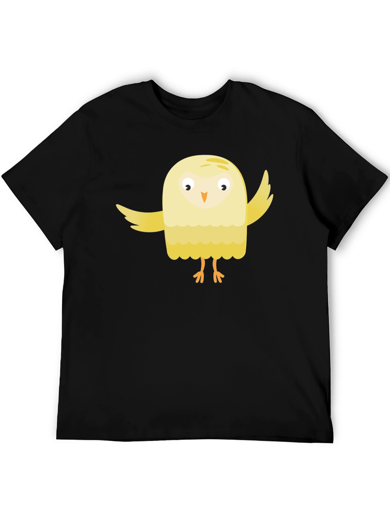 Black Cute Cartoon Bird Black T-Shirt view 5