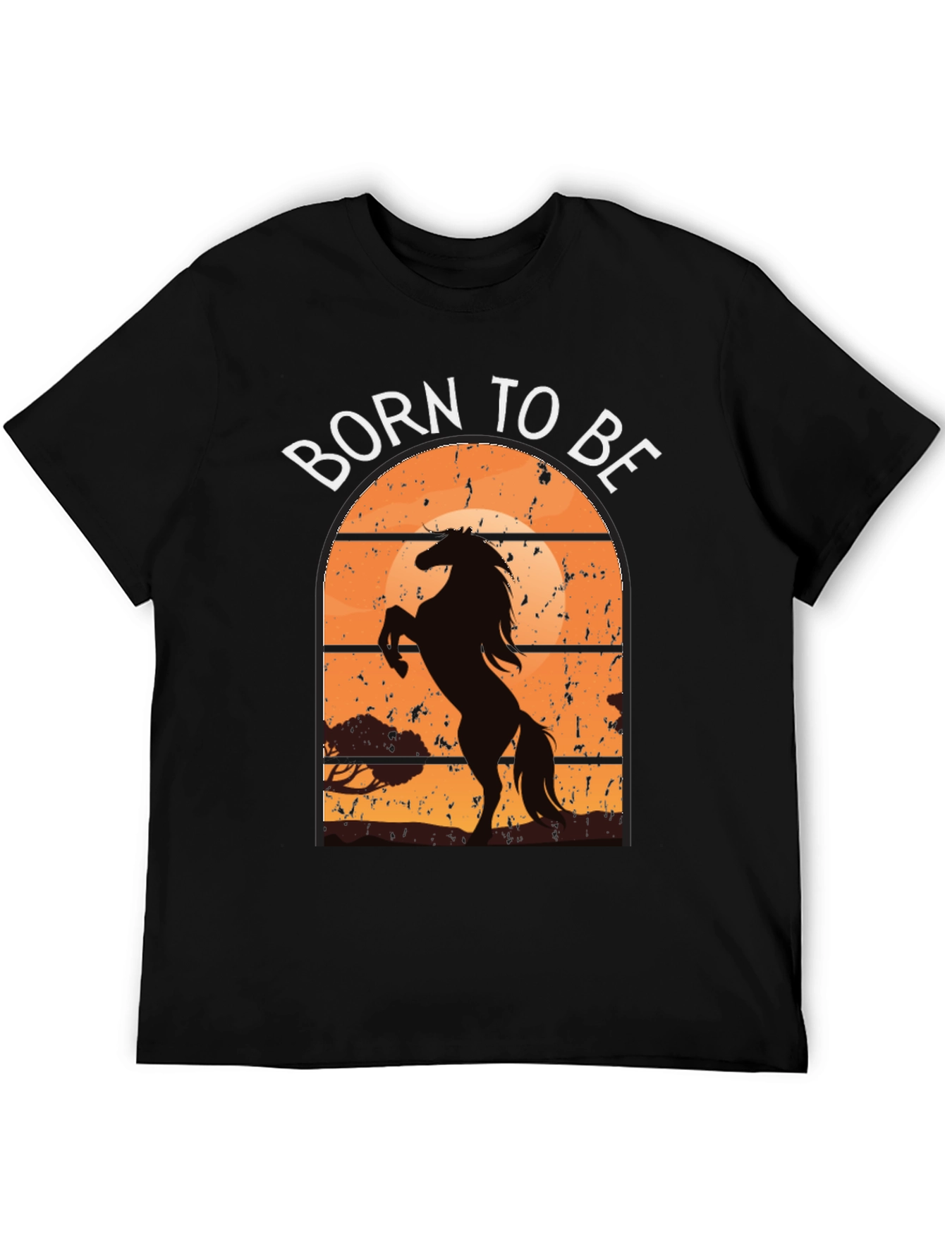Black Born to Be Horse Silhouette Graphic Tee view 5