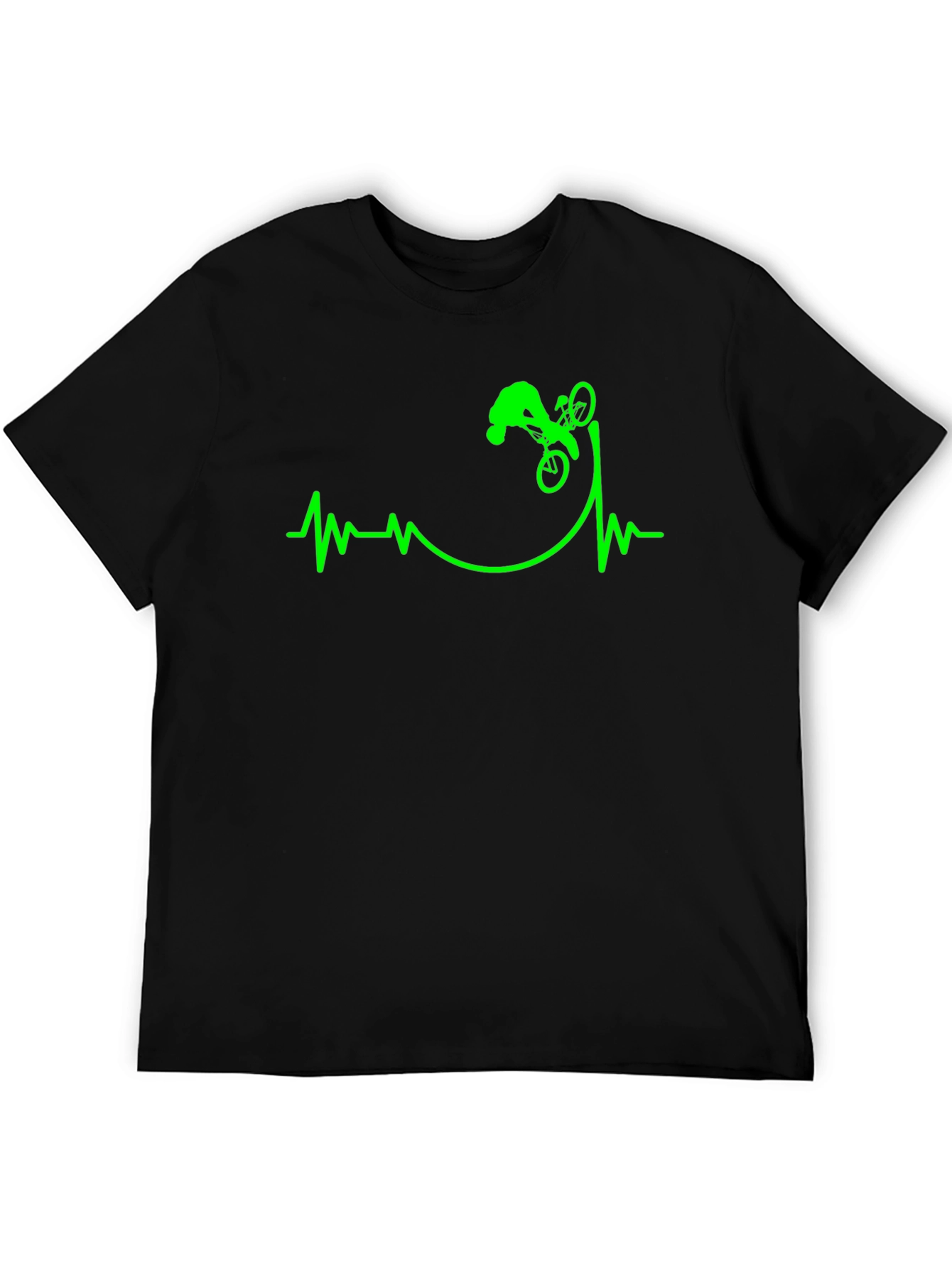 Black Mountain Bike Heartbeat T-Shirt - Black view 5