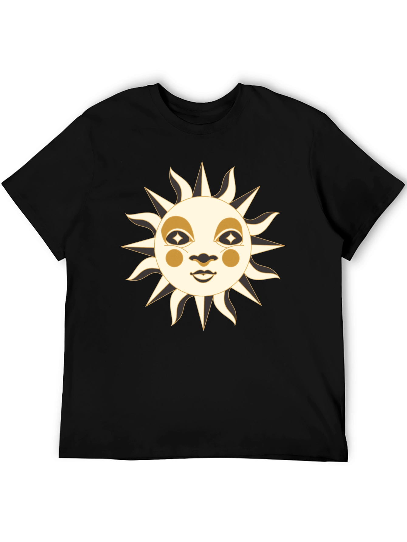 Black Celestial Sun Face Graphic T-Shirt view 5