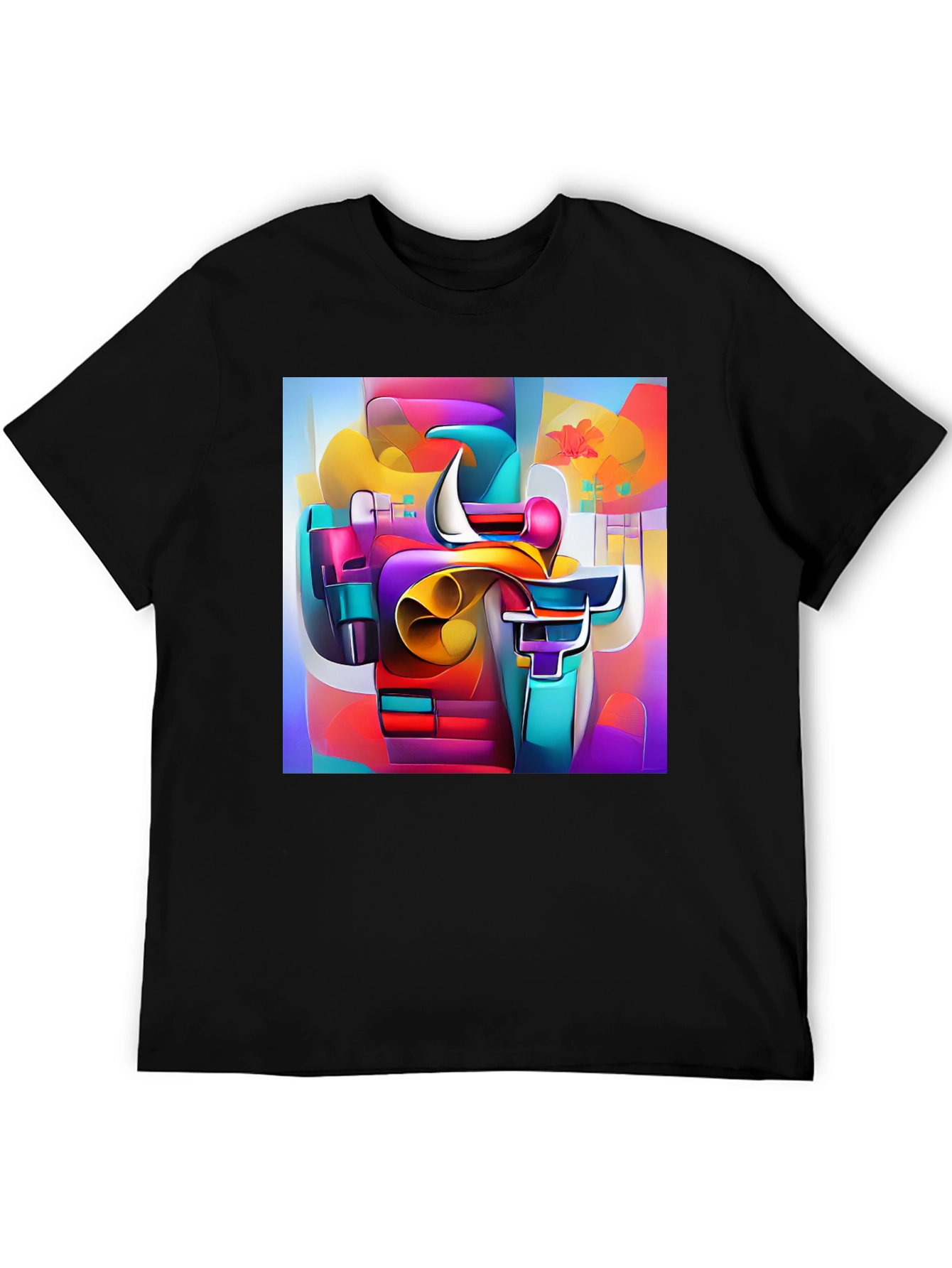 Black Abstract Art Tee - Vibrant Graphic Print view 5