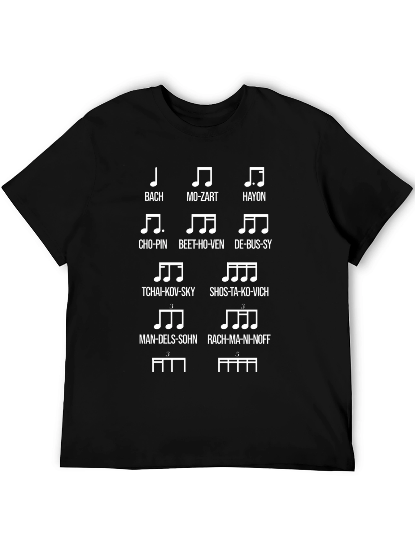Black Music Composer T-Shirt - Humorous Music Notes Design view 5