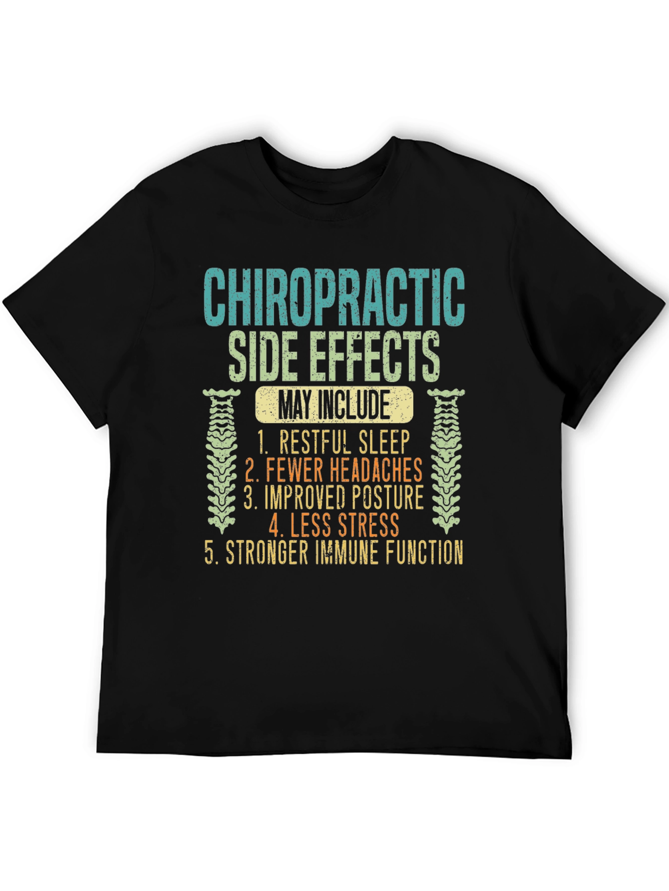 Black Chiropractic Side Effects T-Shirt view 5