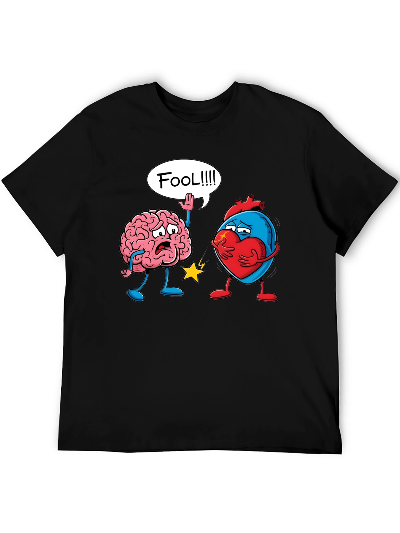 Black Brain vs Heart T-Shirt: Fool Funny Tee view 5