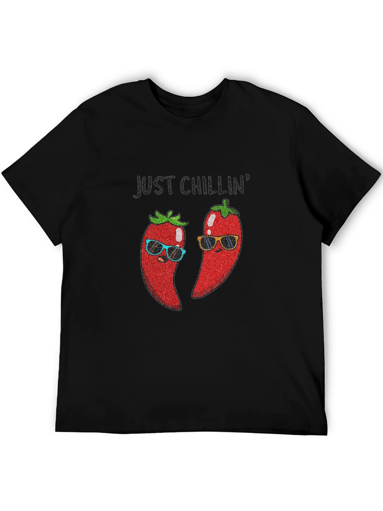 Black Just Chillin' Chili Pepper Graphic Tee view 5