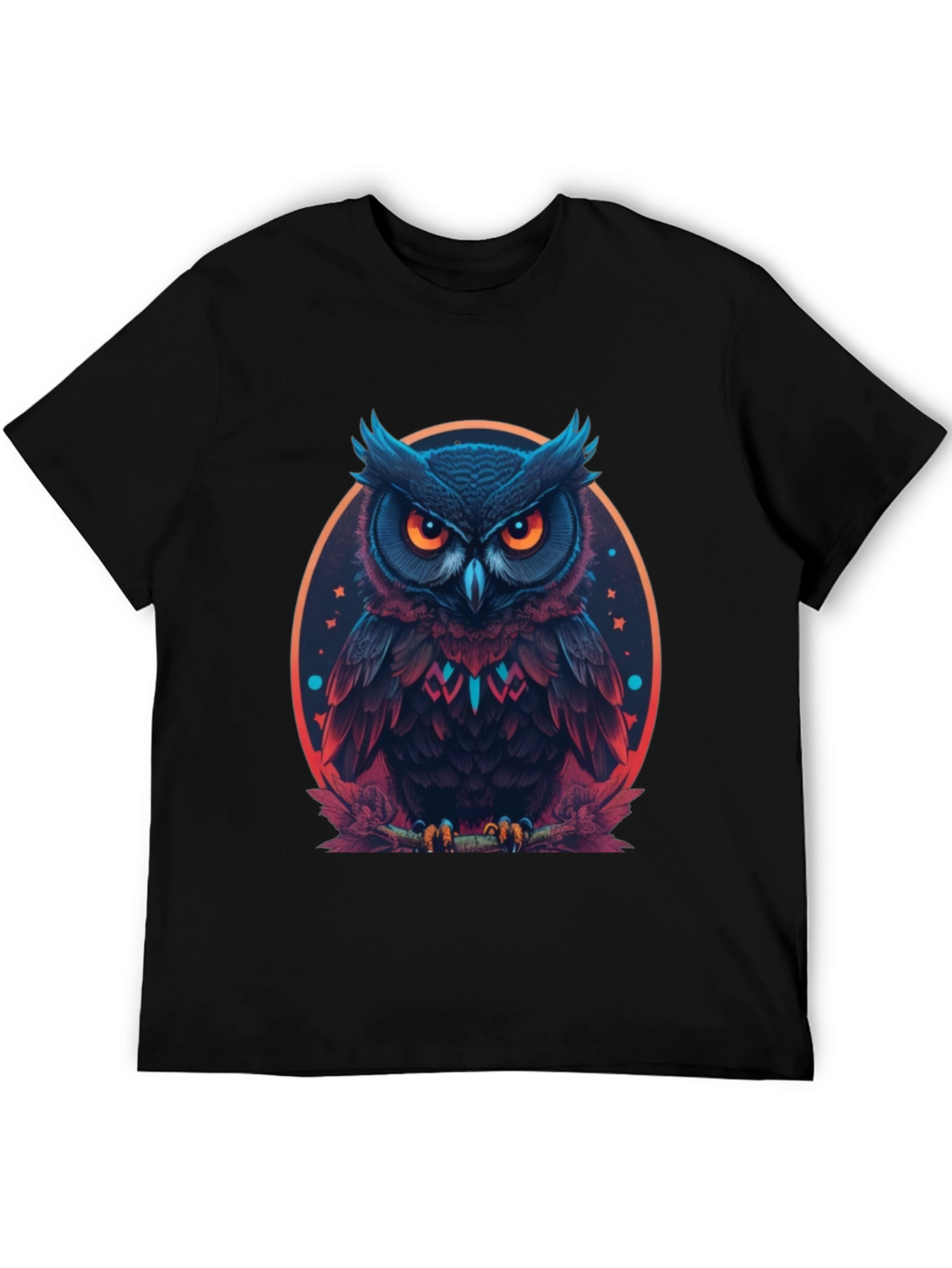 Black Men's Black Owl Graphic Tee view 5