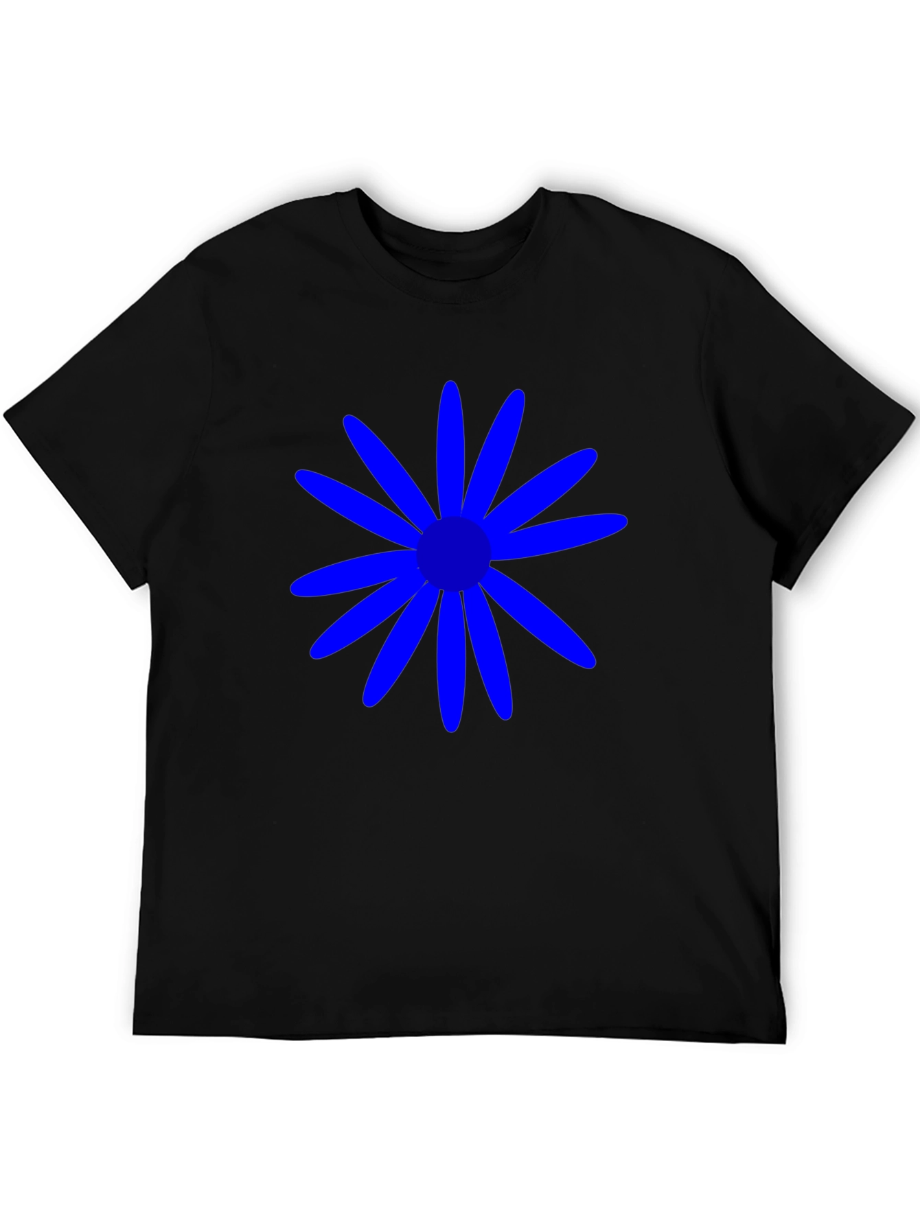 Black Blue Daisy Graphic Tee - Casual Black T-Shirt view 5