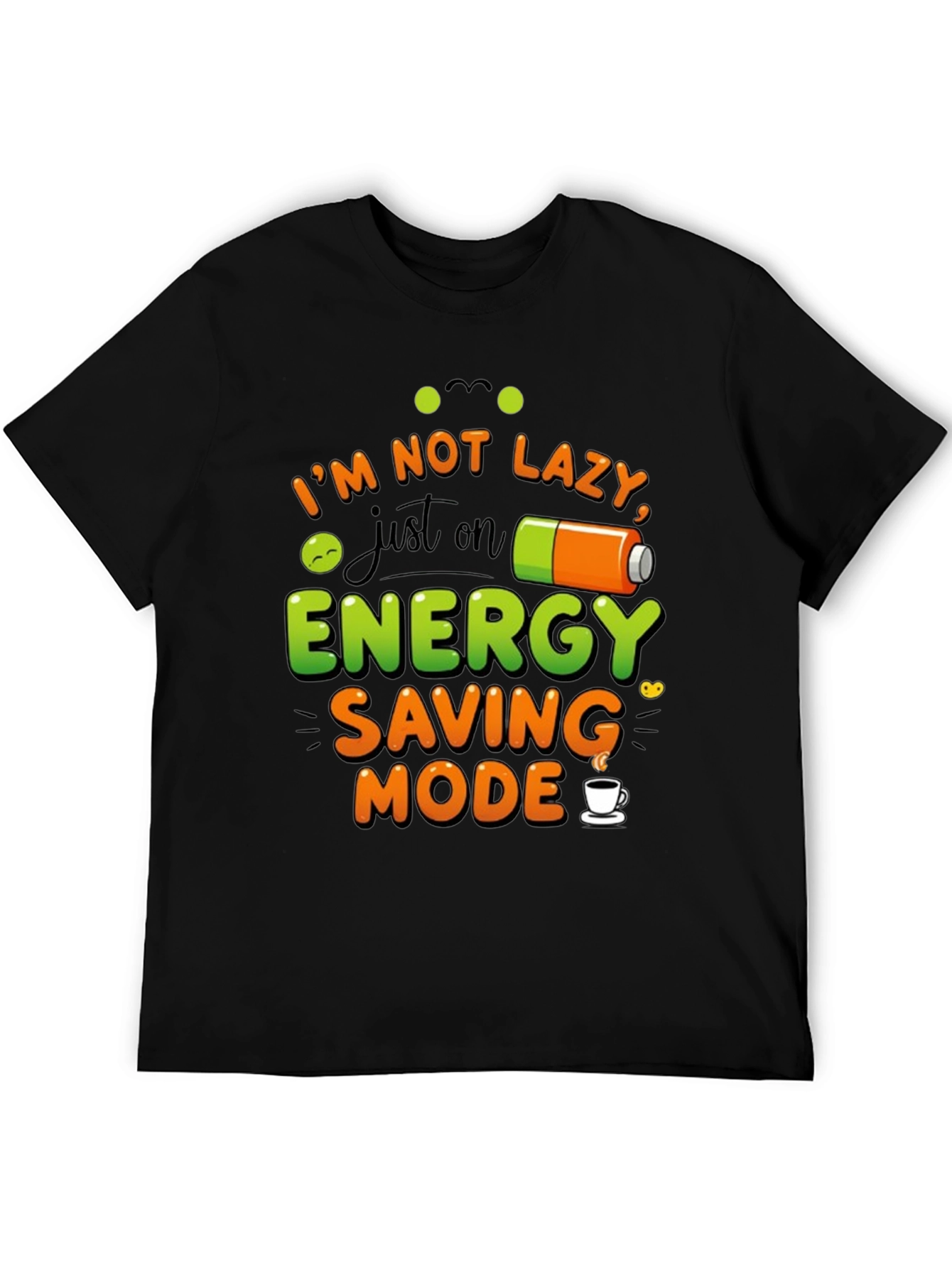 Black Energy Saving Mode Black Graphic T-Shirt view 5