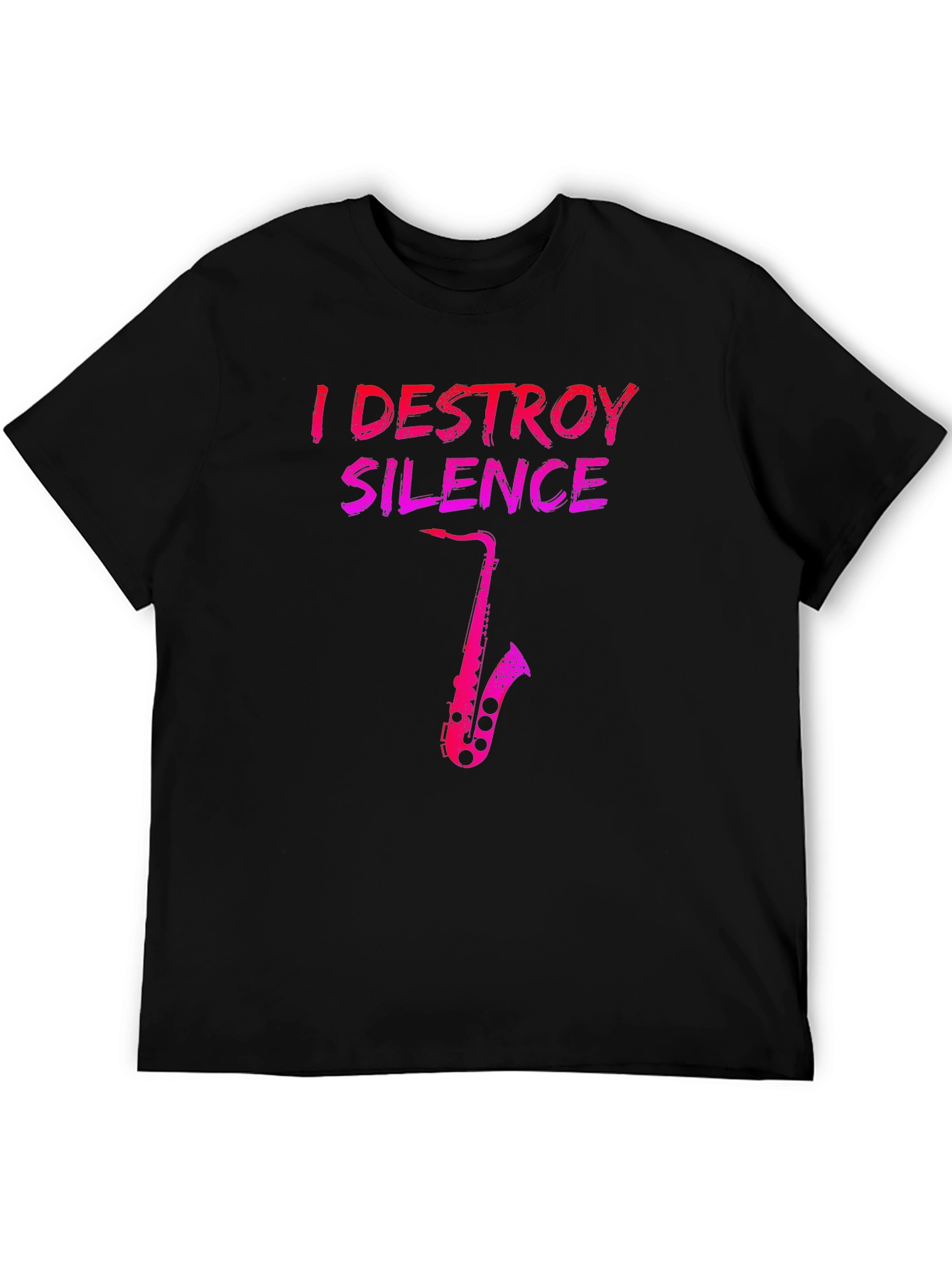 Black I Destroy Silence Saxophone Black T-Shirt view 5