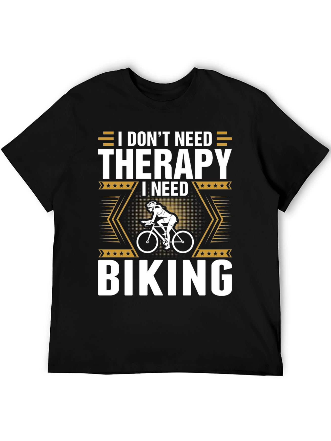 Black I Don't Need Therapy I Need Biking T-Shirt view 5