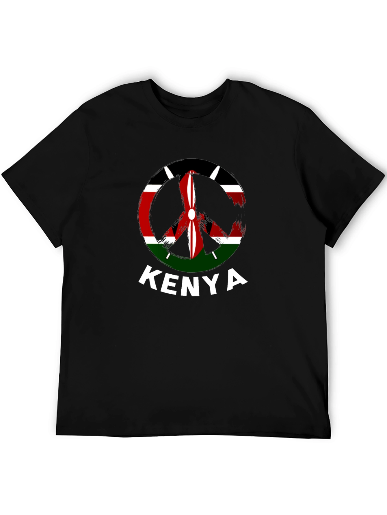 Kenya Flag Peace Sign Black T-Shirt - 5