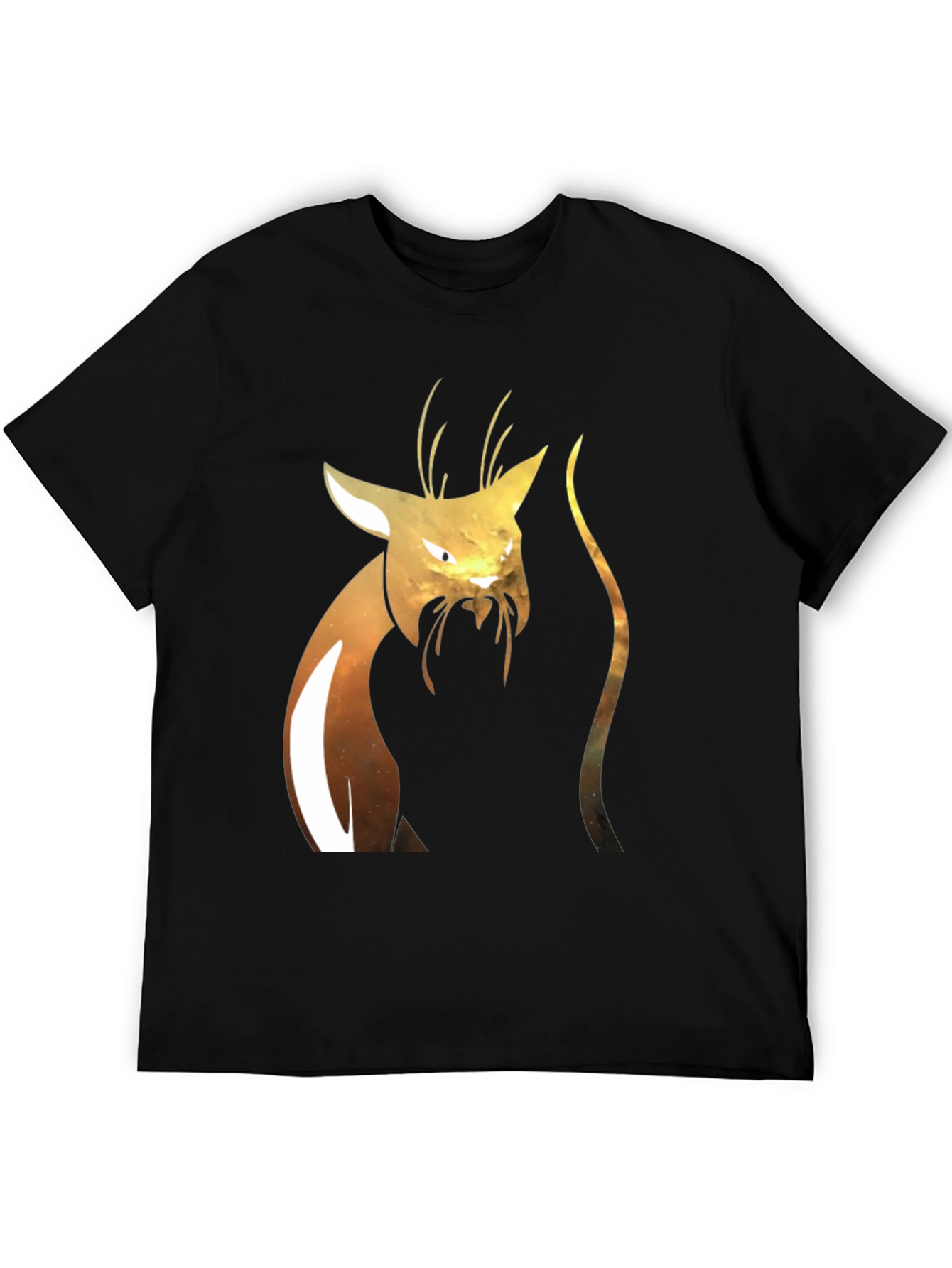 Black Abstract Cat Graphic T-Shirt view 5