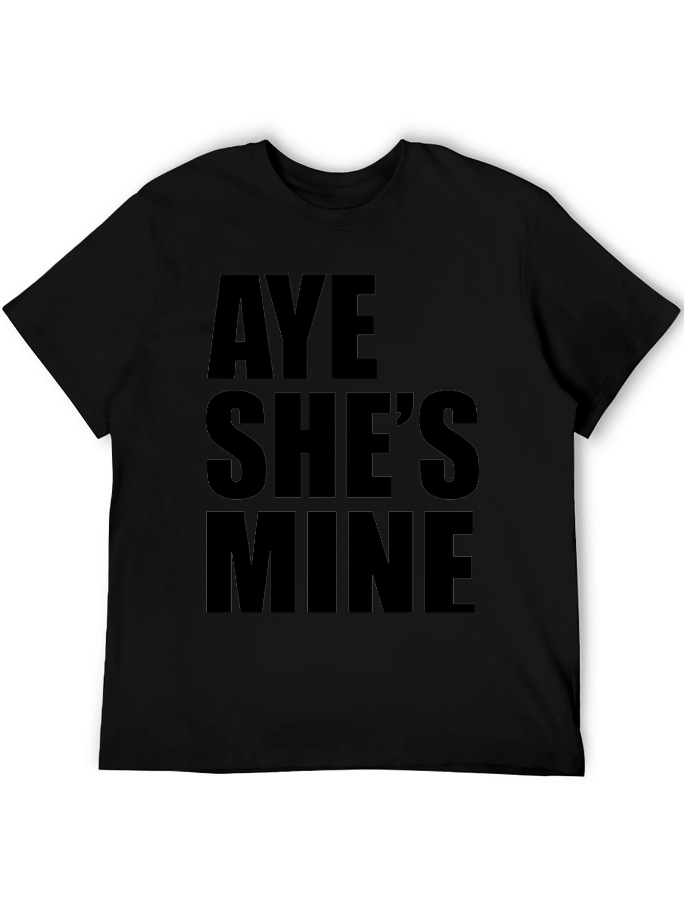 Black Aye She's Mine Men's Black Graphic T-Shirt view 5