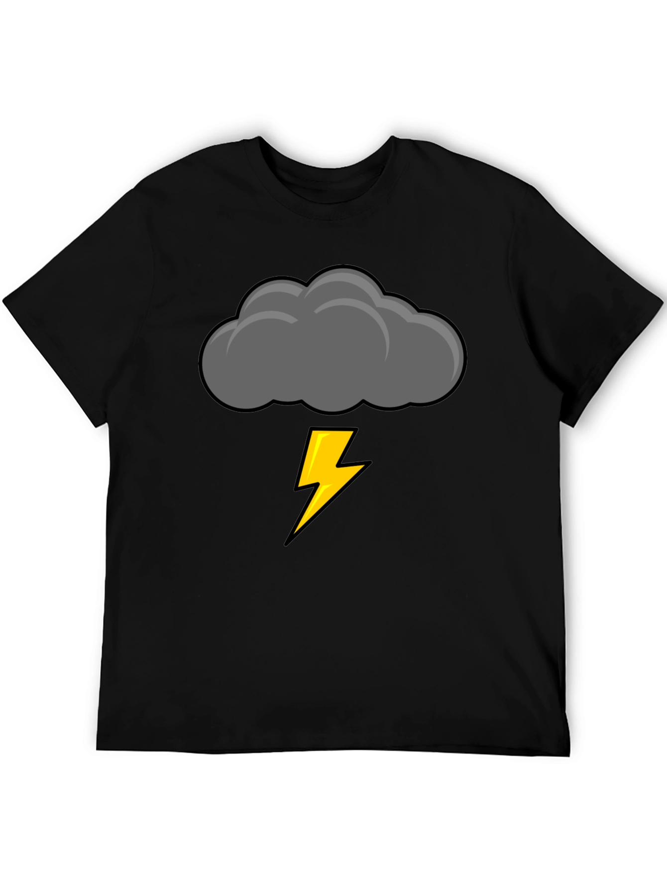 Black Storm Cloud Lightning Bolt Graphic Tee view 5