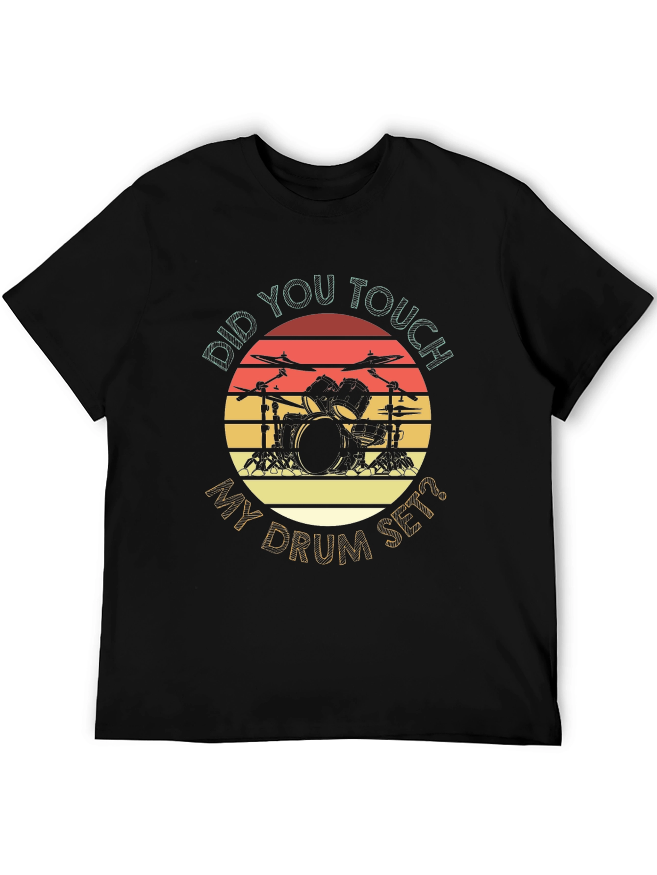 Black Retro Drum Set T-Shirt - Did You Touch My Drum Set? view 5