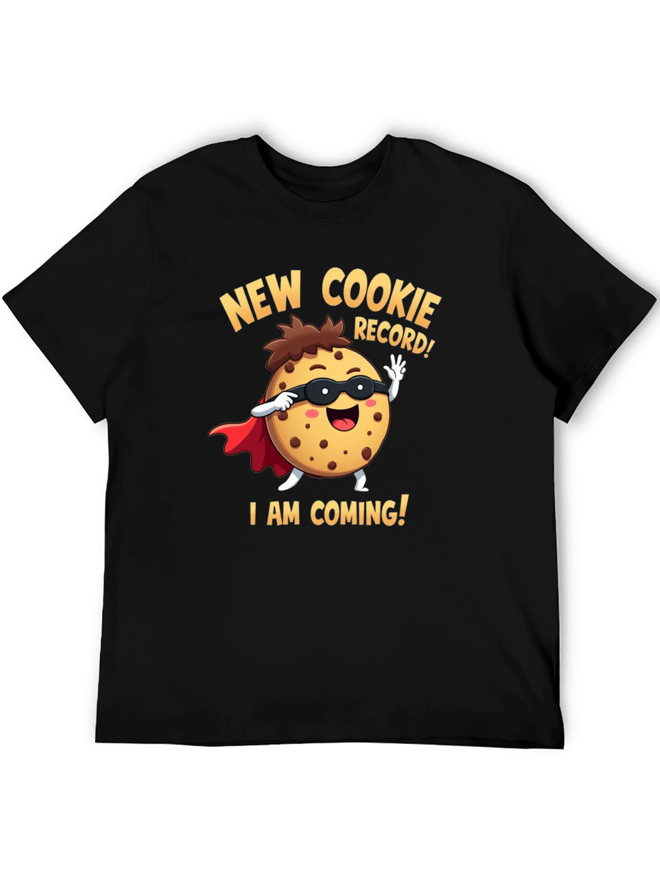 Black New Cookie Record Funny Cartoon Graphic T-Shirt view 5