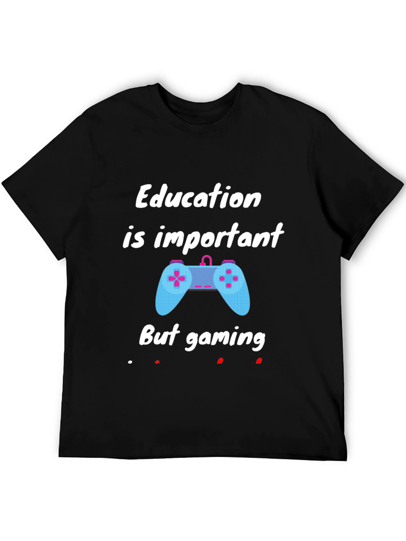 Black Education Important But Gaming T-Shirt - Black view 5