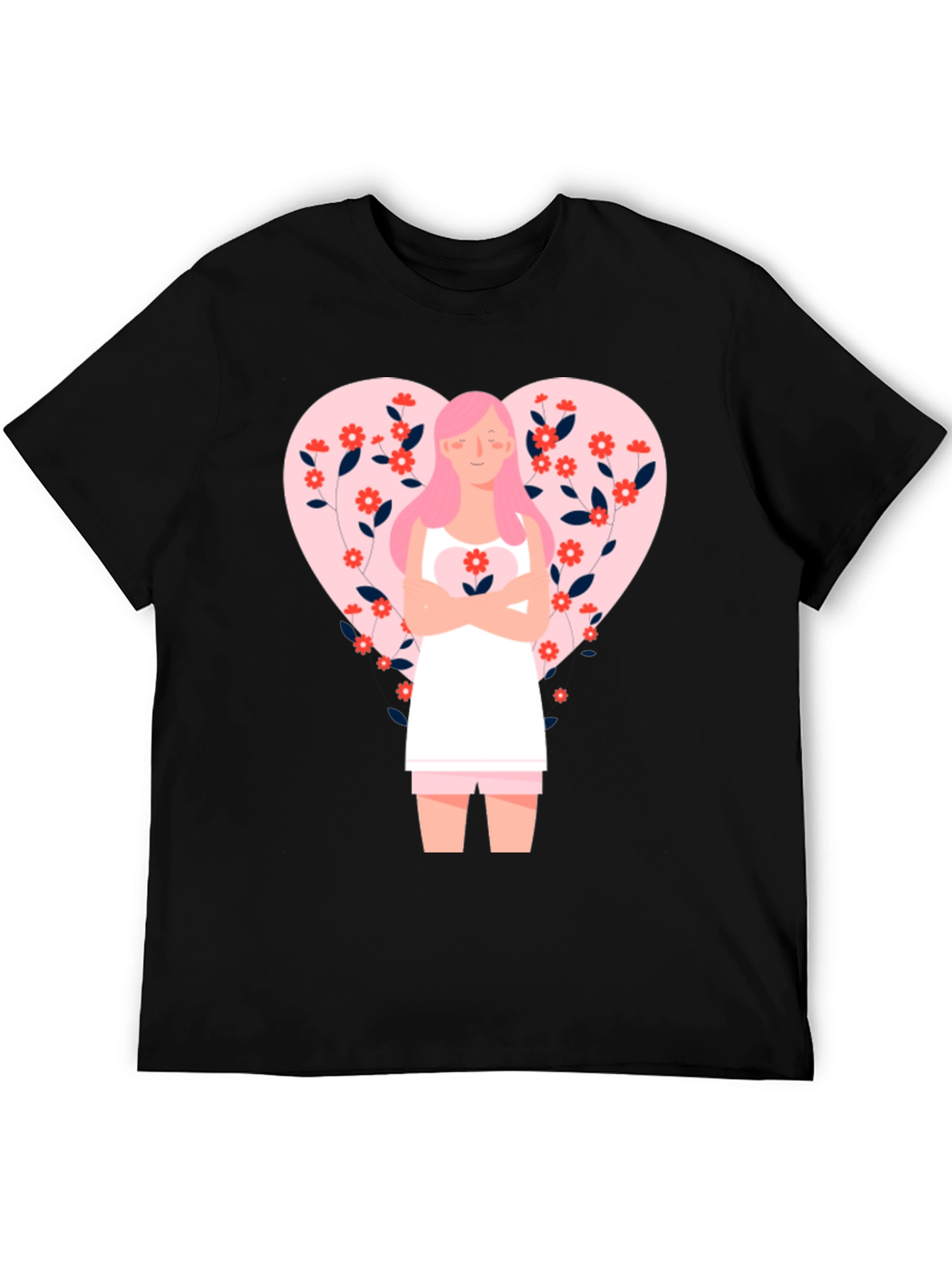 Black Floral Heart Valentine's Day Graphic Tee view 5