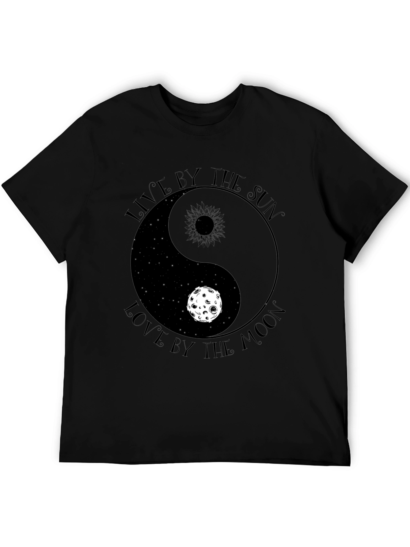 Black Yin Yang Sun & Moon Graphic Tee - Live & Love by the Stars view 5